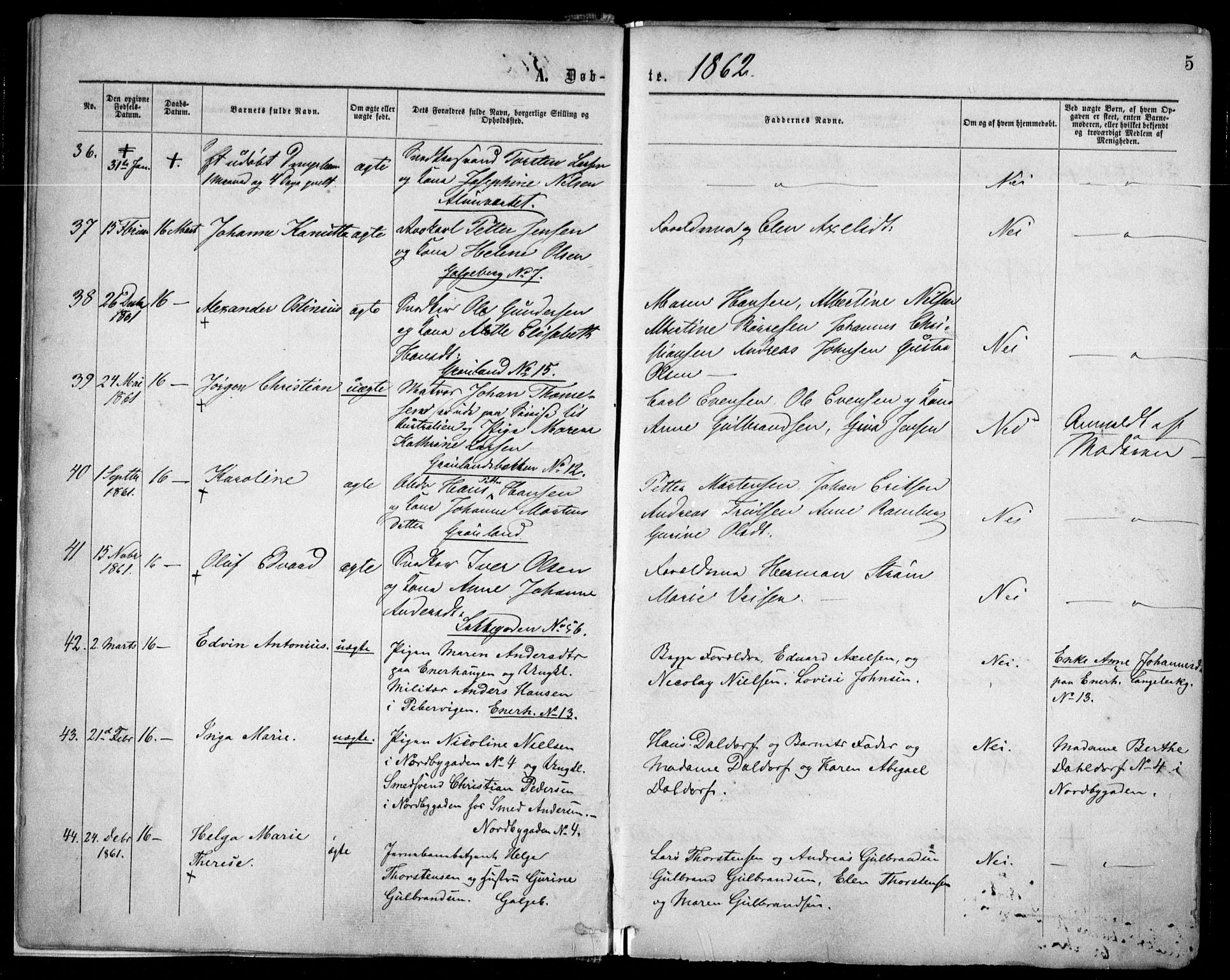 Grønland prestekontor Kirkebøker, AV/SAO-A-10848/F/Fa/L0002: Parish register (official) no. 2, 1862-1868, p. 5