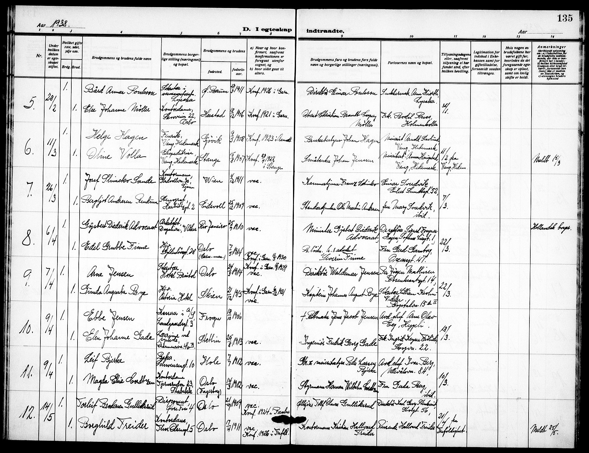 Garnisonsmenigheten Kirkebøker, AV/SAO-A-10846/F/Fa/L0019: Parish register (official) no. 19, 1928-1938, p. 135