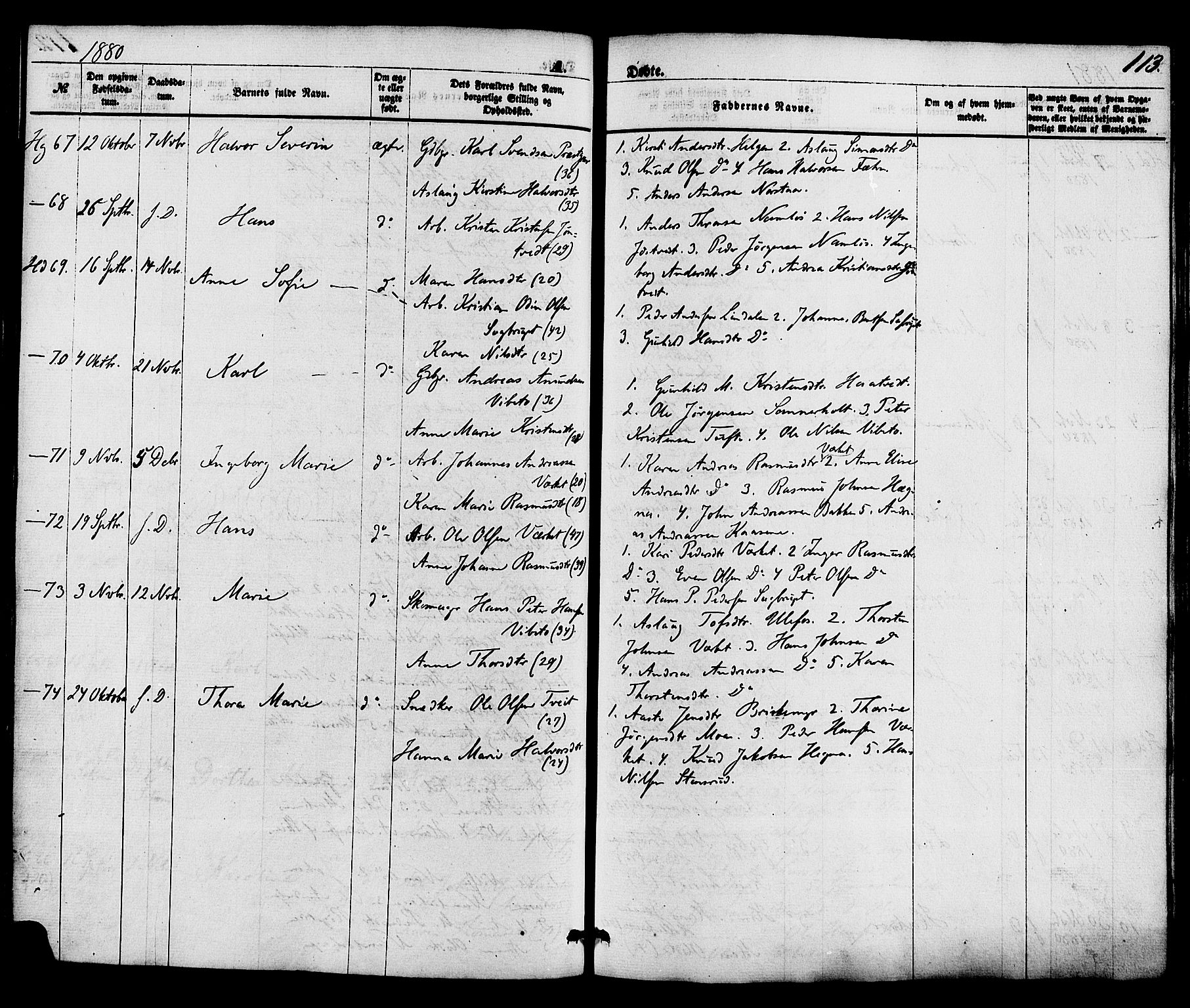 Holla kirkebøker, AV/SAKO-A-272/F/Fa/L0007: Parish register (official) no. 7, 1869-1881, p. 113