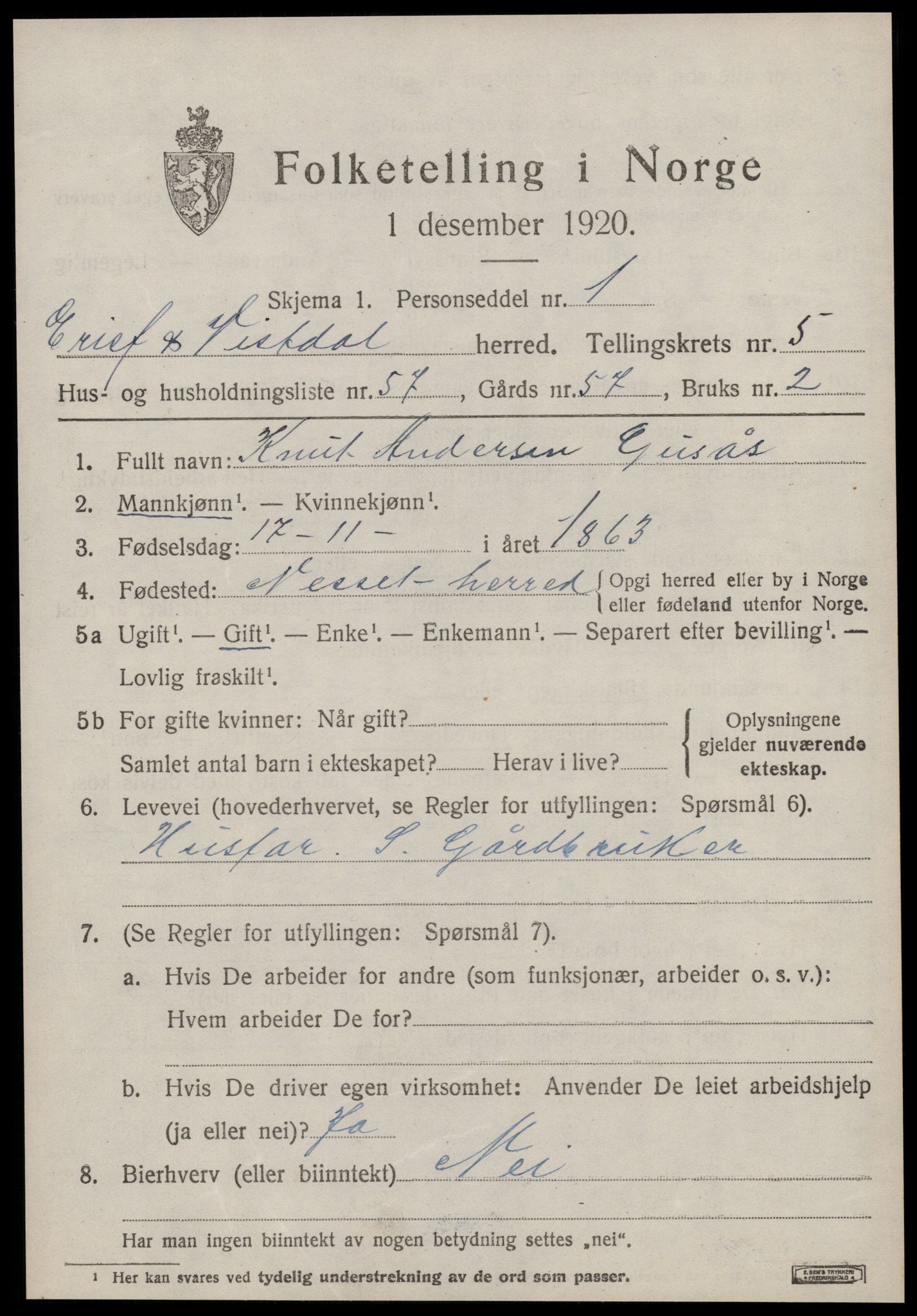 SAT, 1920 census for Eresfjord og Vistdal, 1920, p. 3075