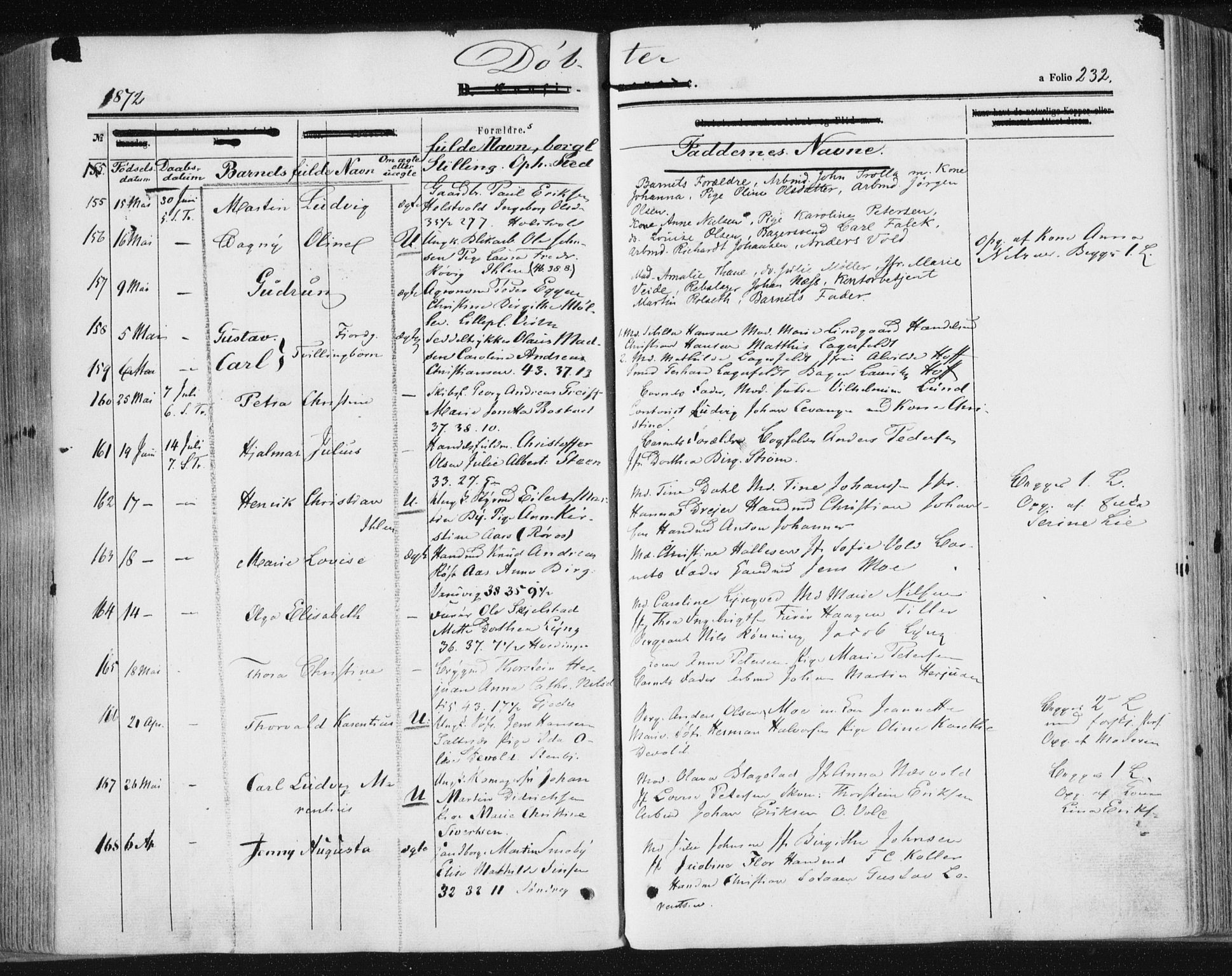 Ministerialprotokoller, klokkerbøker og fødselsregistre - Sør-Trøndelag, SAT/A-1456/602/L0115: Parish register (official) no. 602A13, 1860-1872, p. 232
