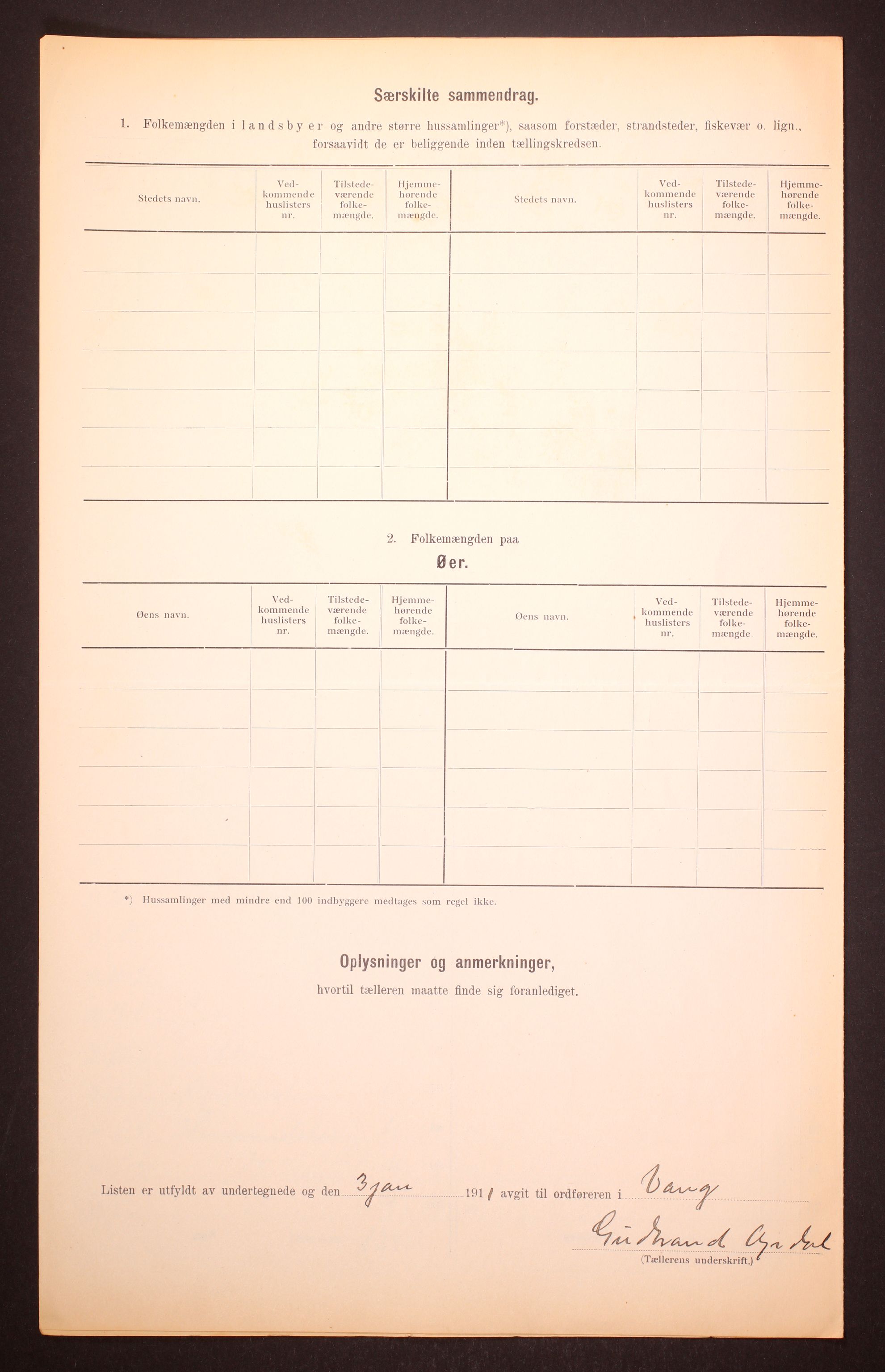 RA, 1910 census for Vang, 1910, p. 6