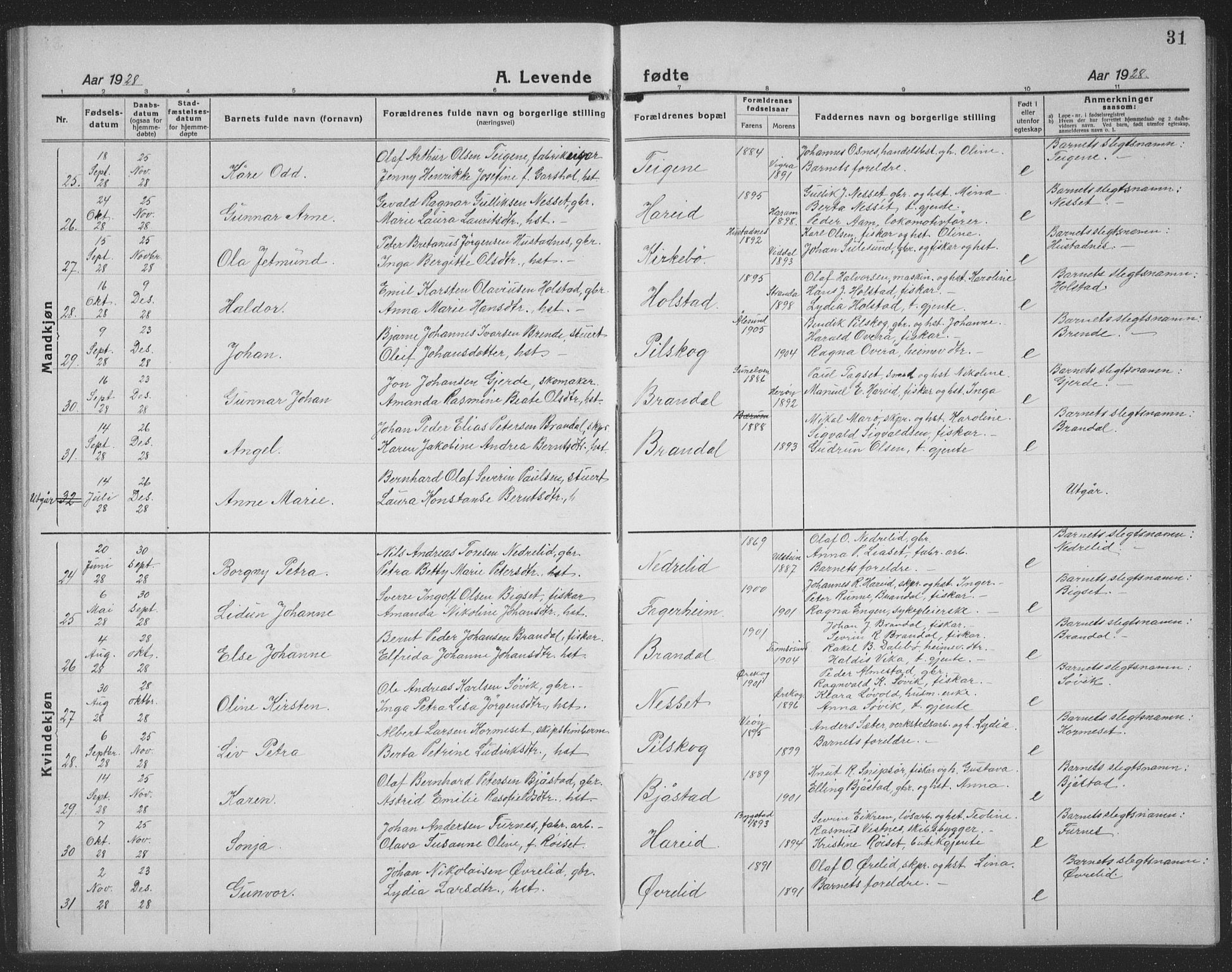 Ministerialprotokoller, klokkerbøker og fødselsregistre - Møre og Romsdal, AV/SAT-A-1454/510/L0127: Parish register (copy) no. 510C04, 1923-1939, p. 31