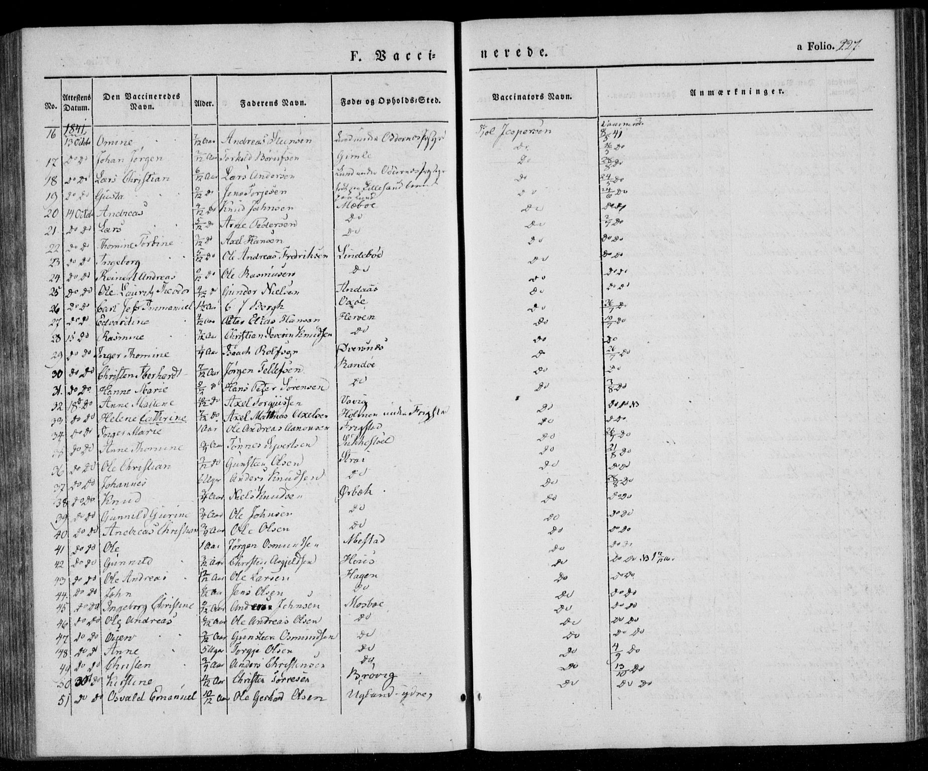 Oddernes sokneprestkontor, AV/SAK-1111-0033/F/Fa/Faa/L0006: Parish register (official) no. A 6, 1838-1851, p. 227