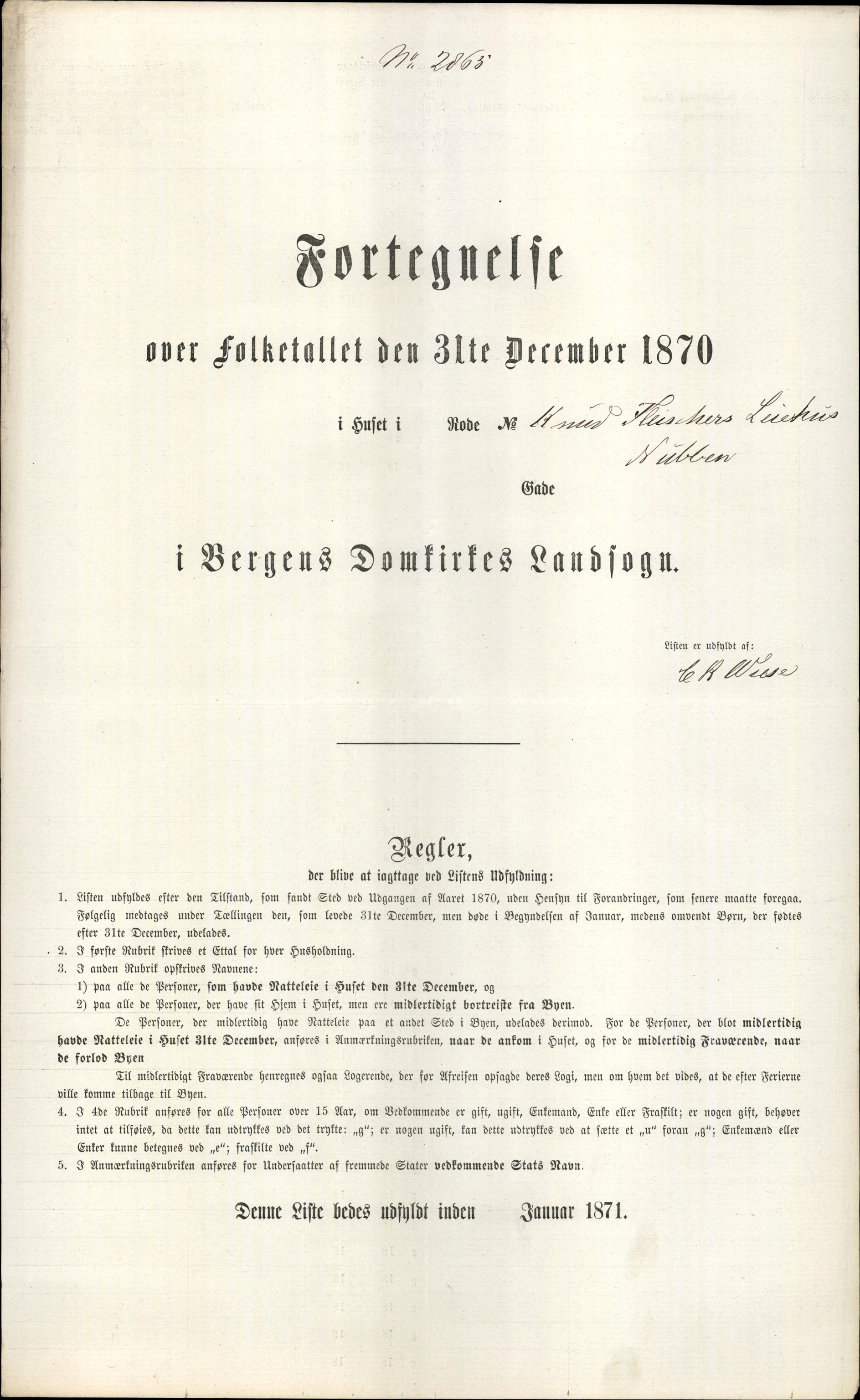 RA, 1870 census for 1301 Bergen, 1870