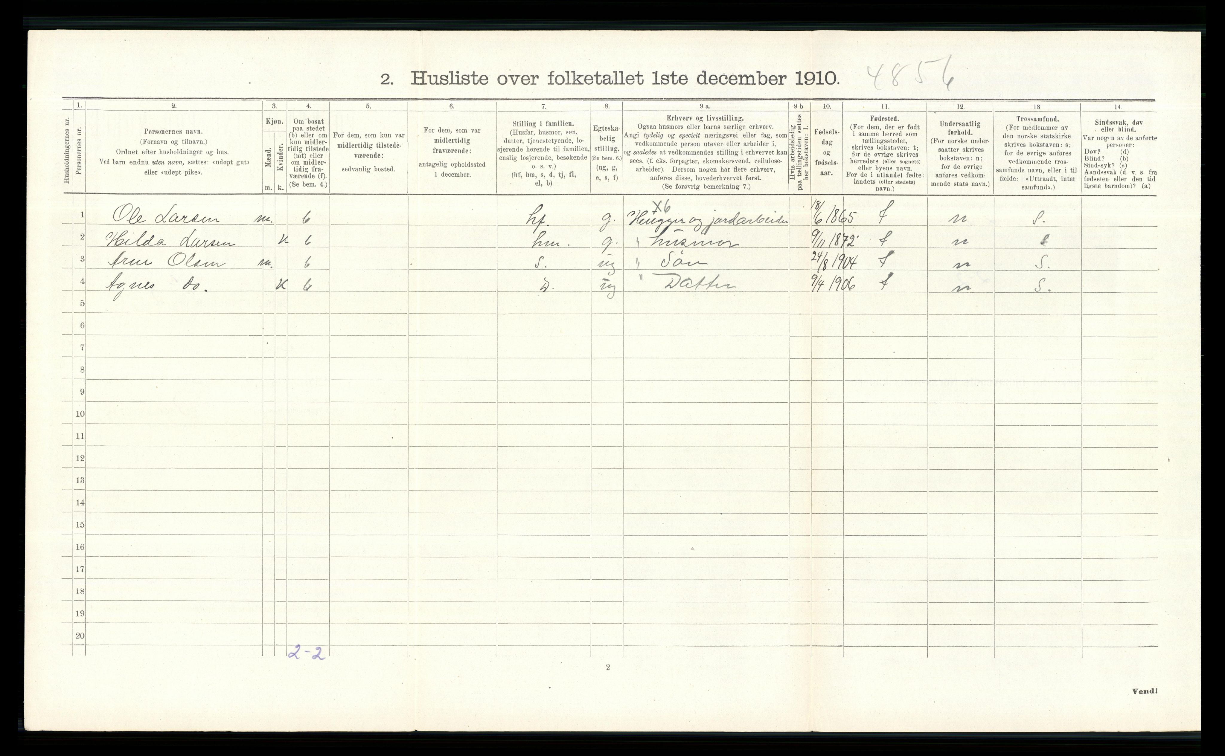 RA, 1910 census for Stange, 1910, p. 1689