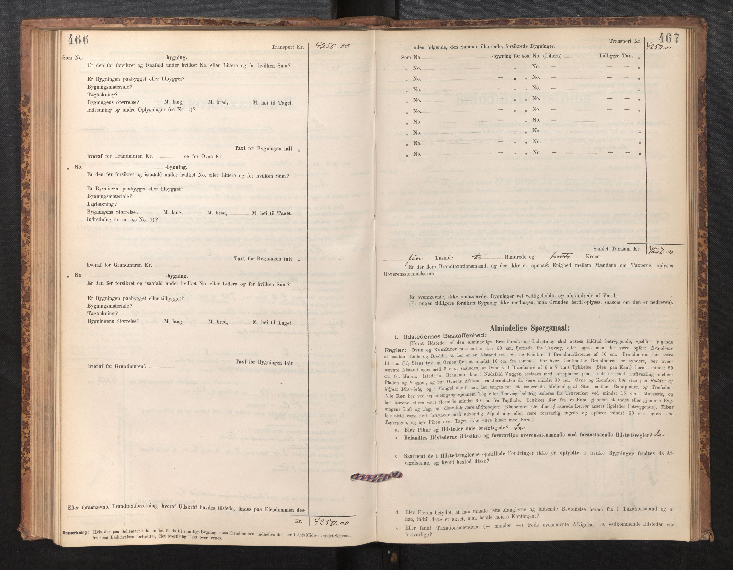 Lensmannen i Stord, SAB/A-35001/0012/L0002: Branntakstprotokoll, skjematakst, 1897-1922, p. 466-467
