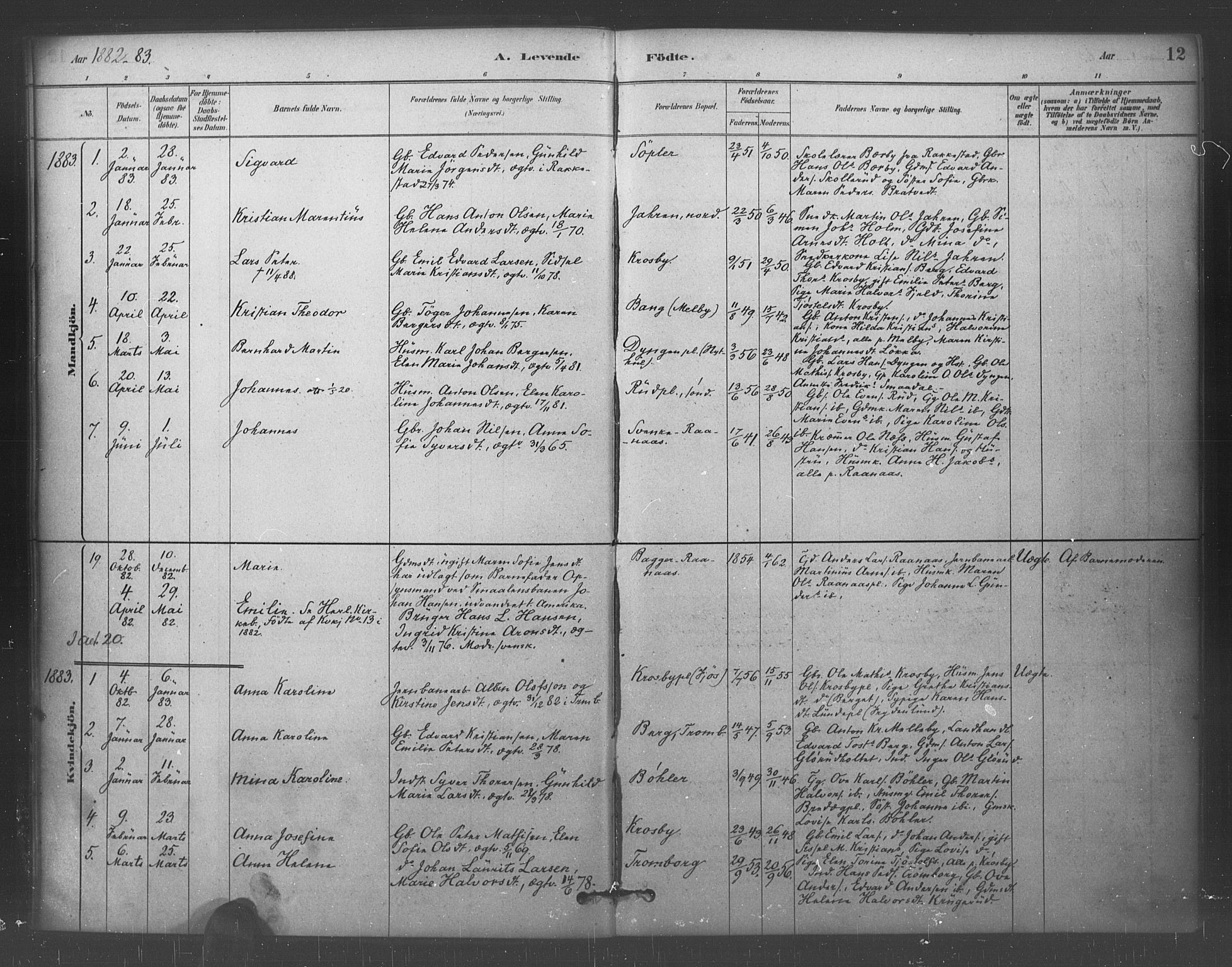 Eidsberg prestekontor Kirkebøker, AV/SAO-A-10905/F/Fc/L0001: Parish register (official) no. III 1, 1879-1905, p. 12