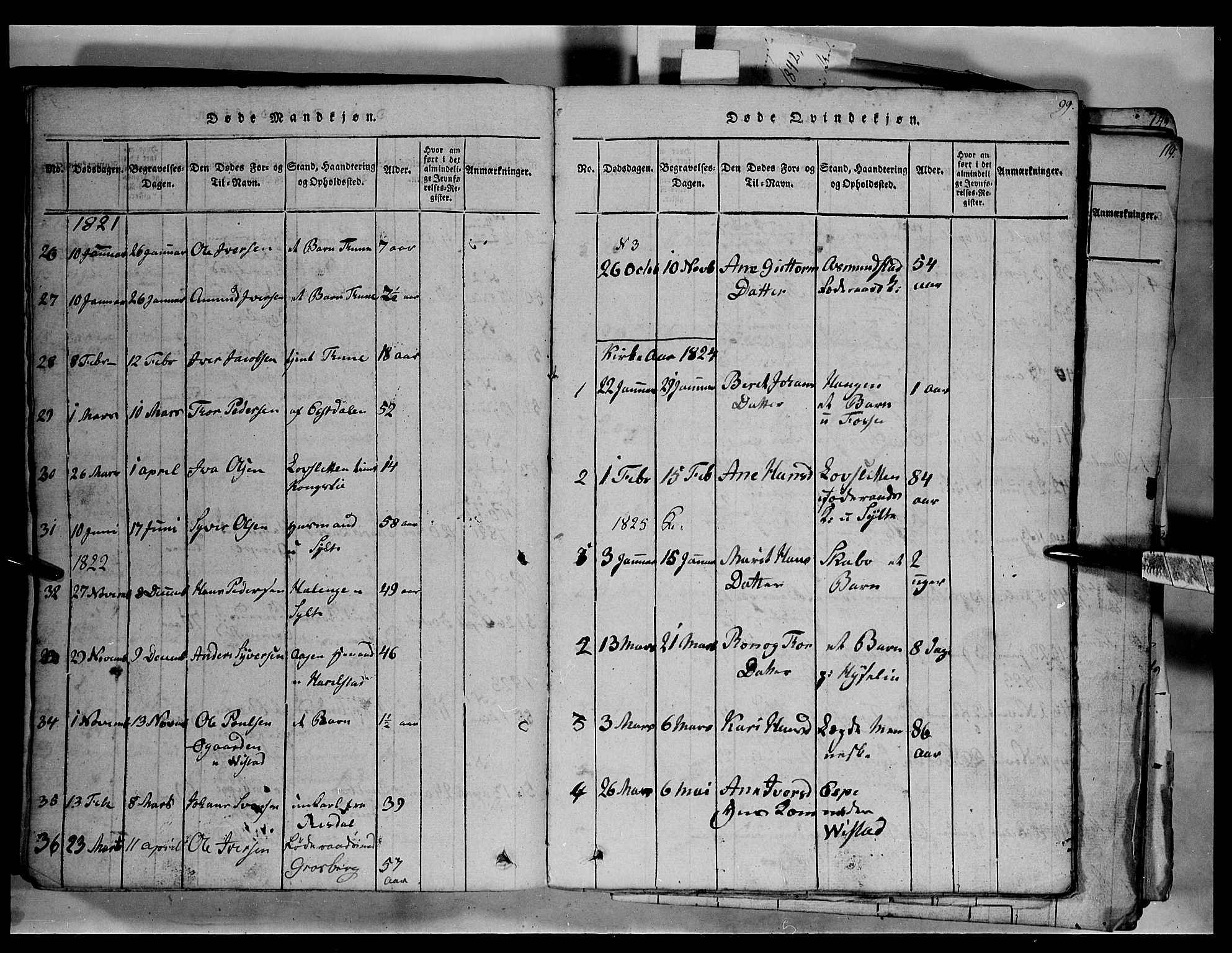 Fron prestekontor, SAH/PREST-078/H/Ha/Hab/L0003: Parish register (copy) no. 3, 1816-1850, p. 99