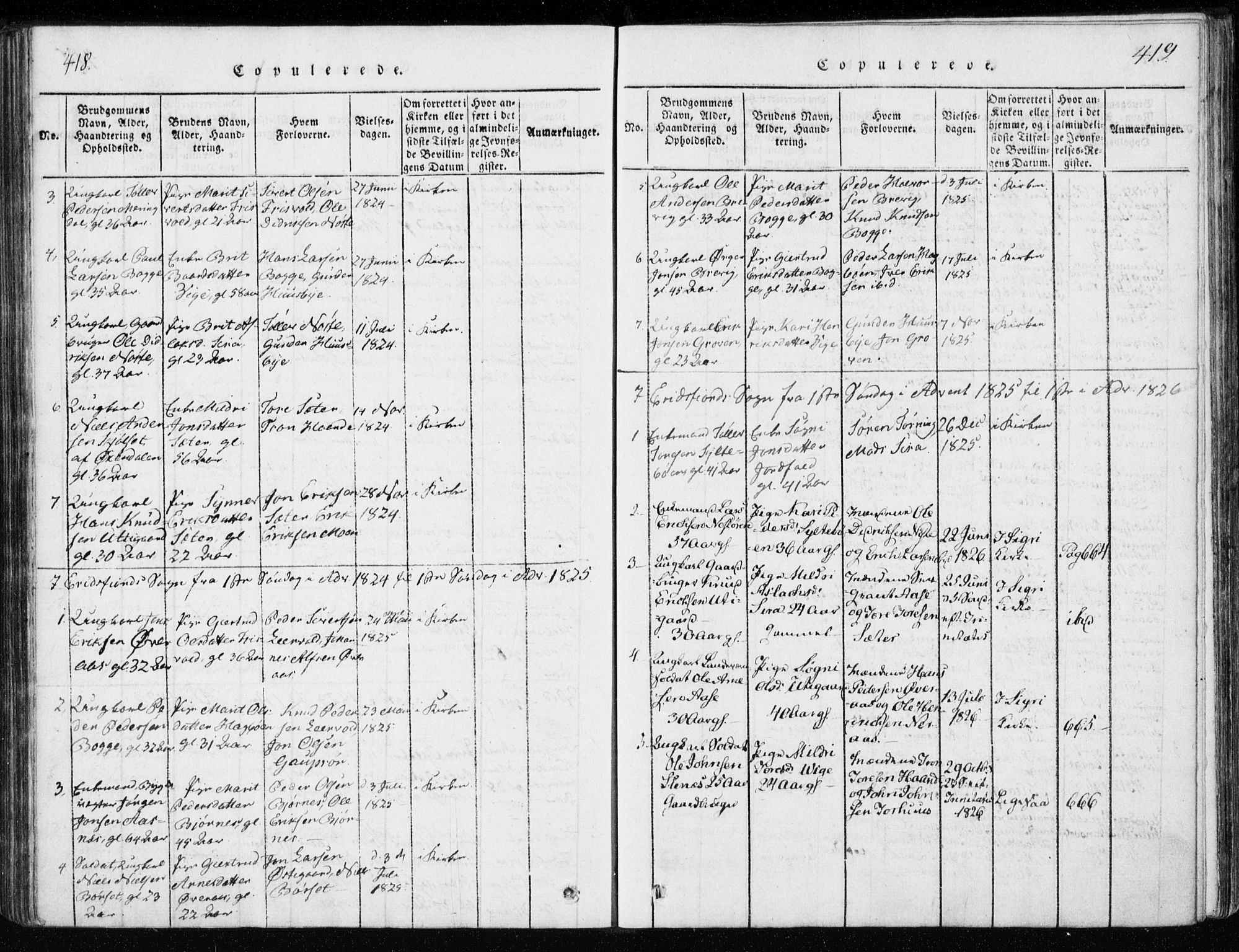 Ministerialprotokoller, klokkerbøker og fødselsregistre - Møre og Romsdal, SAT/A-1454/551/L0623: Parish register (official) no. 551A03, 1818-1831, p. 418-419