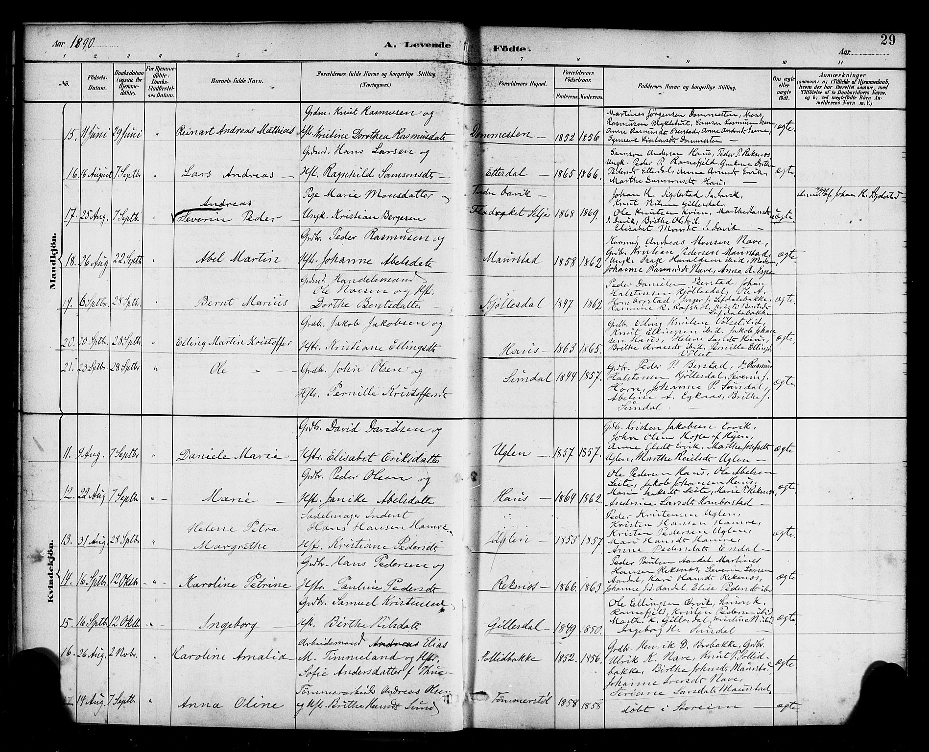 Davik sokneprestembete, AV/SAB-A-79701/H/Haa/Haab/L0001: Parish register (official) no. B 1, 1882-1900, p. 29