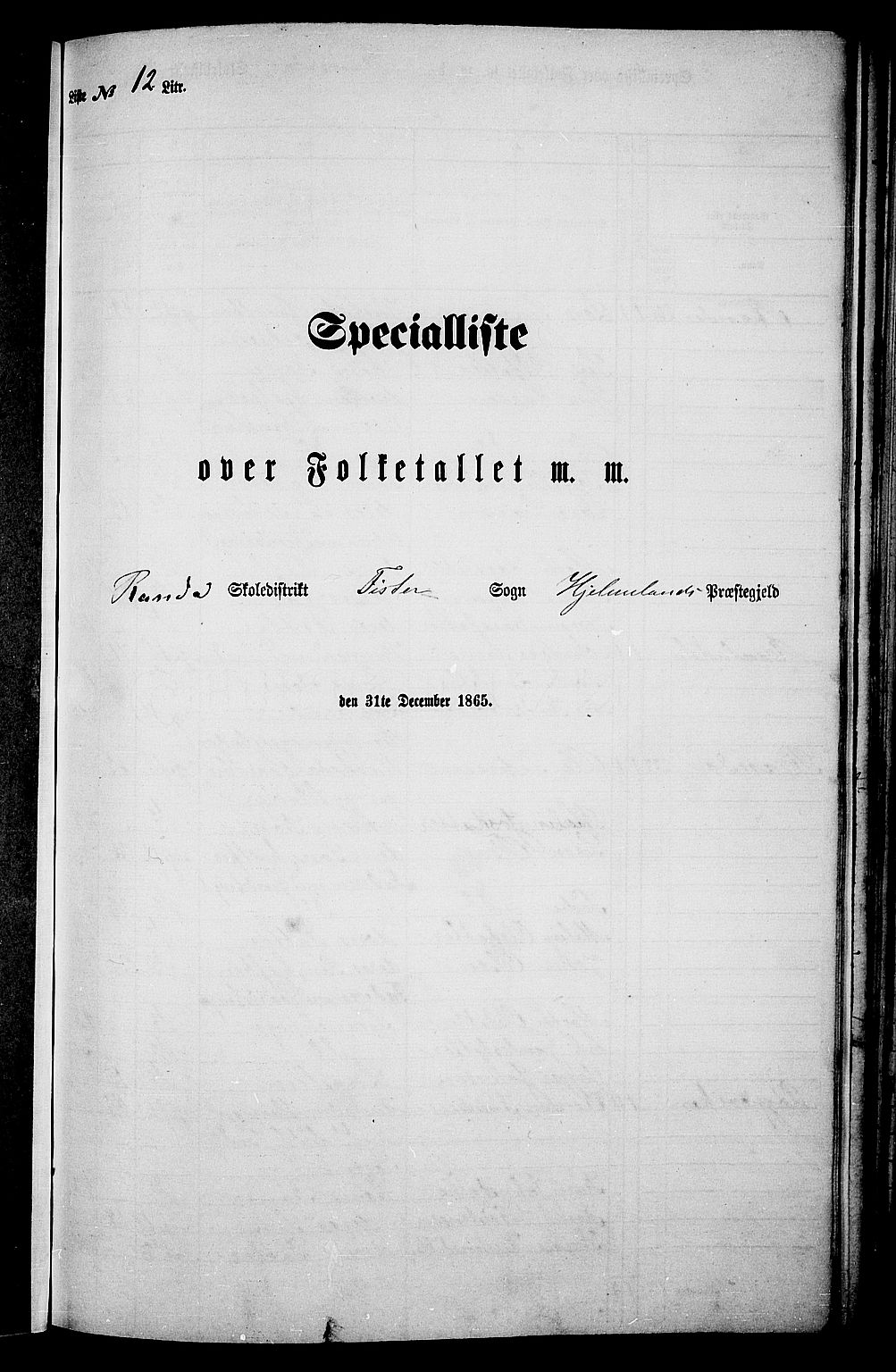 RA, 1865 census for Hjelmeland, 1865, p. 140