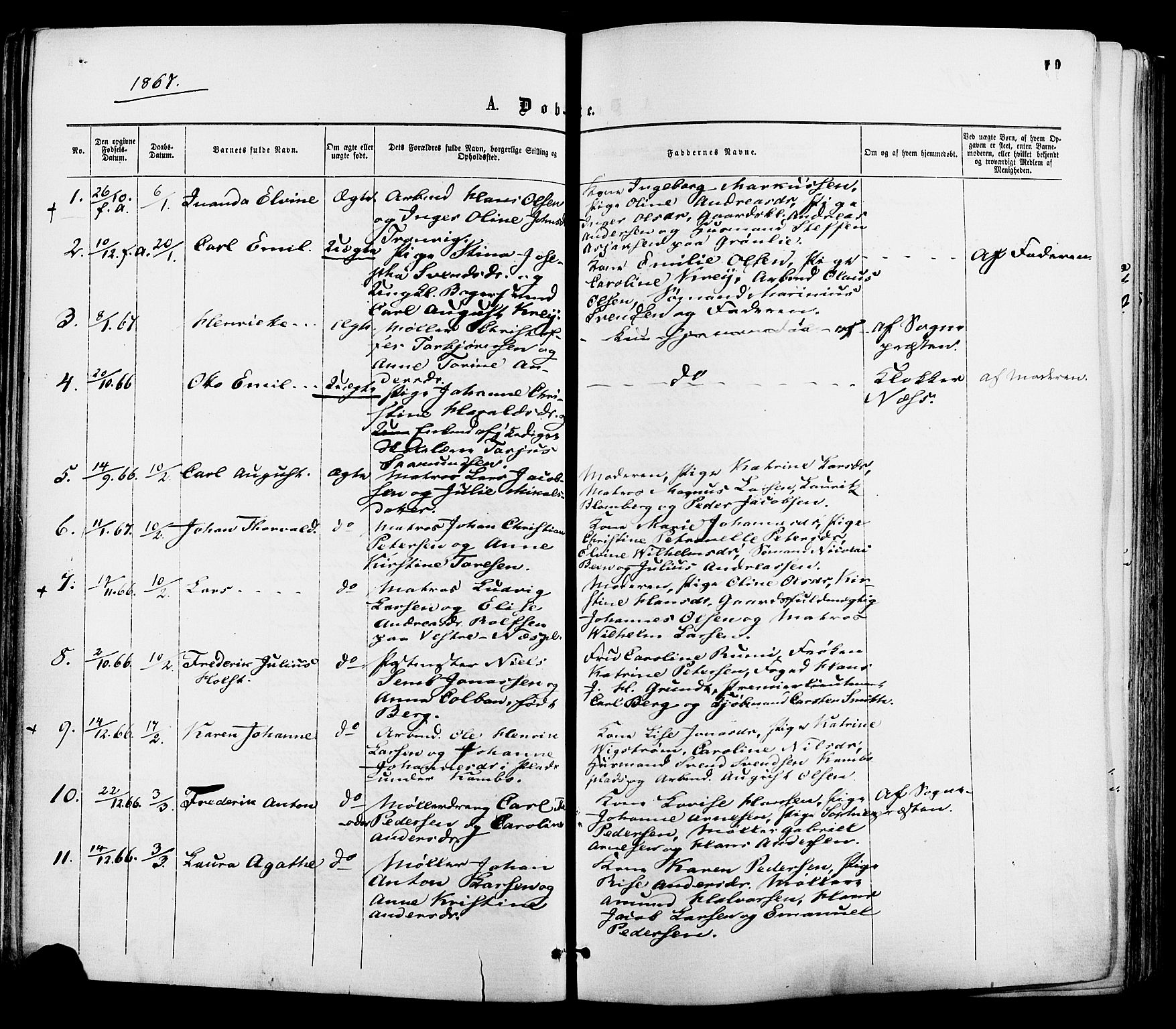 Moss prestekontor Kirkebøker, AV/SAO-A-2003/F/Fa/L0009: Parish register (official) no. I 9, 1861-1869, p. 79