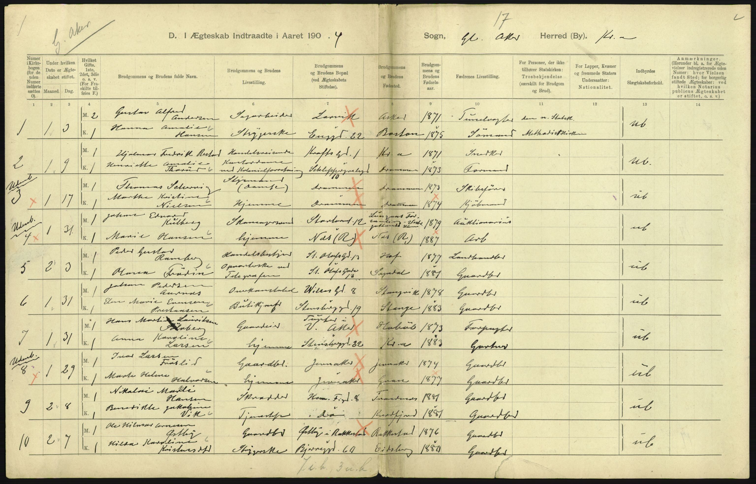 Statistisk sentralbyrå, Sosiodemografiske emner, Befolkning, RA/S-2228/D/Df/Dfa/Dfab/L0004: Kristiania: Gifte, døde, 1904, p. 247