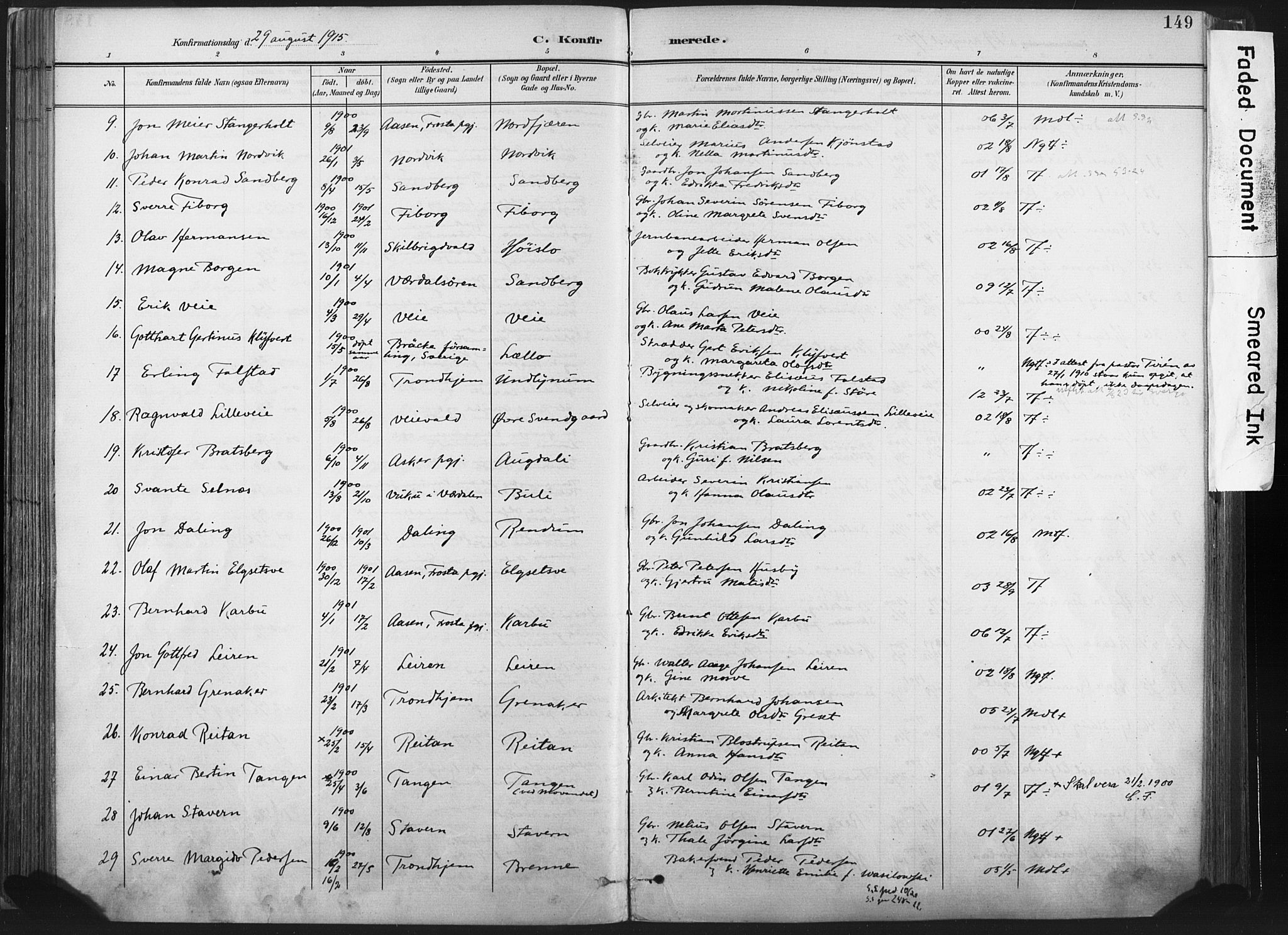 Ministerialprotokoller, klokkerbøker og fødselsregistre - Nord-Trøndelag, SAT/A-1458/717/L0162: Parish register (official) no. 717A12, 1898-1923, p. 149