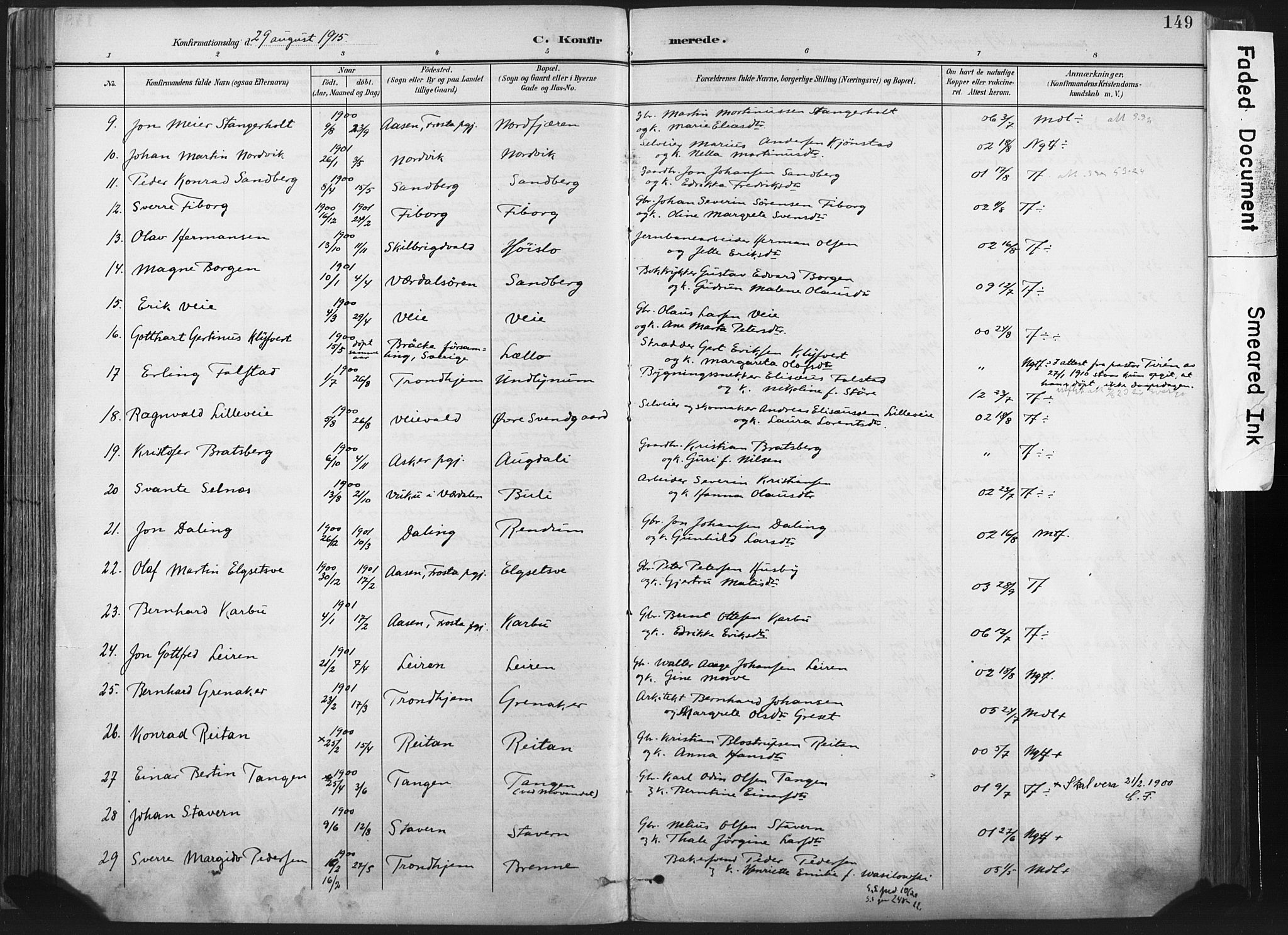 Ministerialprotokoller, klokkerbøker og fødselsregistre - Nord-Trøndelag, AV/SAT-A-1458/717/L0162: Parish register (official) no. 717A12, 1898-1923, p. 149