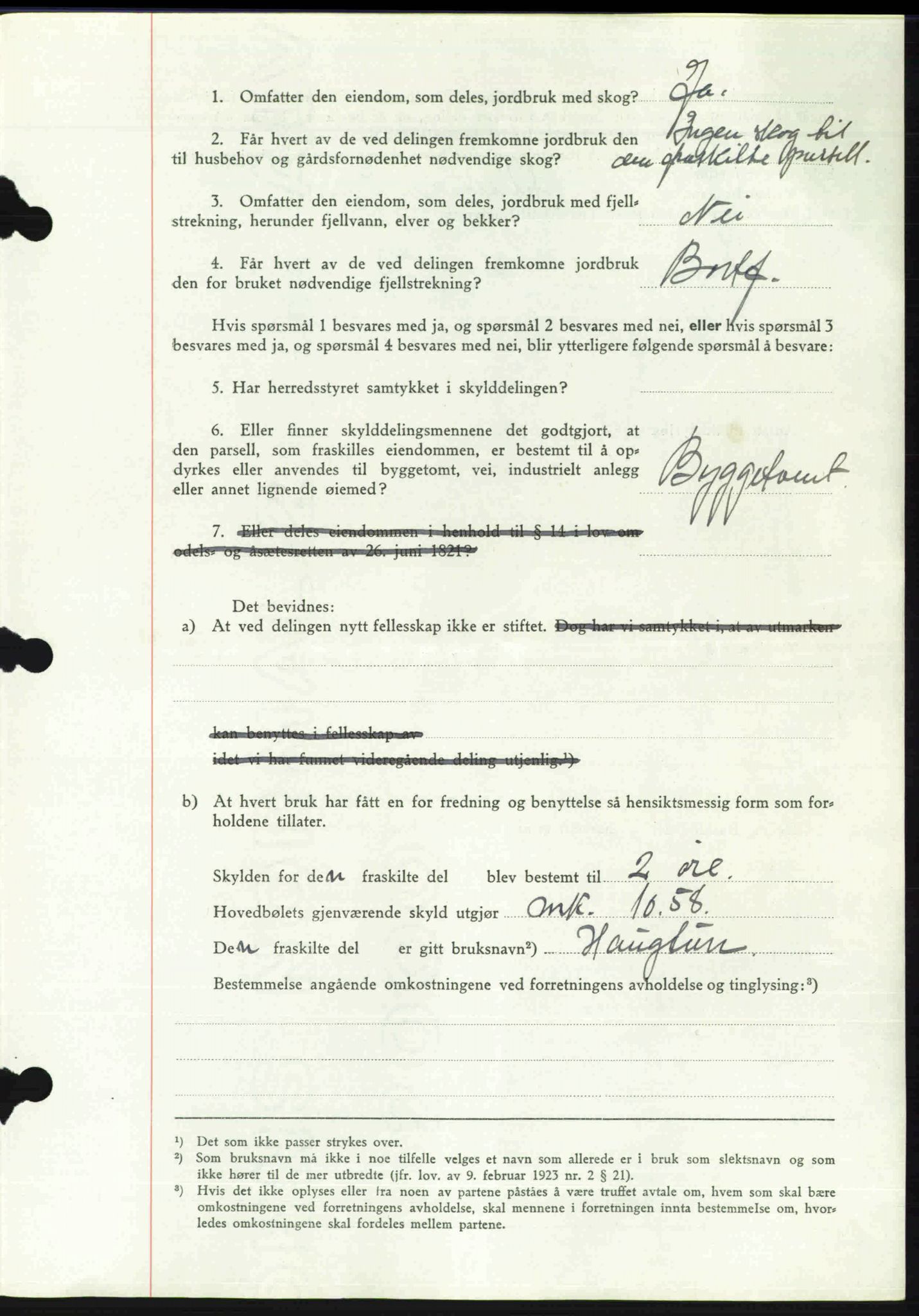 Toten tingrett, SAH/TING-006/H/Hb/Hbc/L0008: Mortgage book no. Hbc-08, 1941-1941, Diary no: : 294/1941