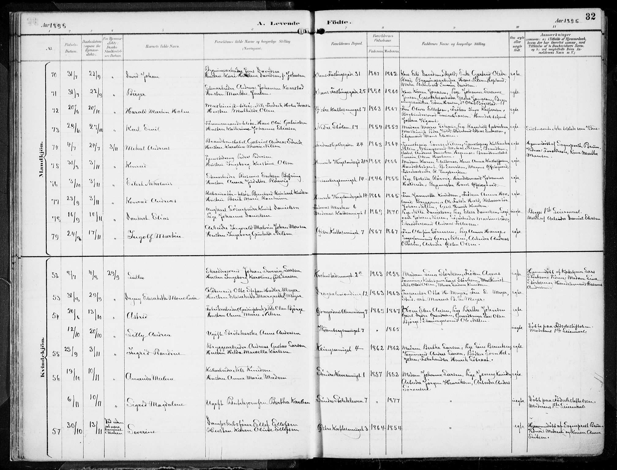 Mariakirken Sokneprestembete, SAB/A-76901/H/Hab/L0005: Parish register (copy) no. A 5, 1893-1913, p. 32