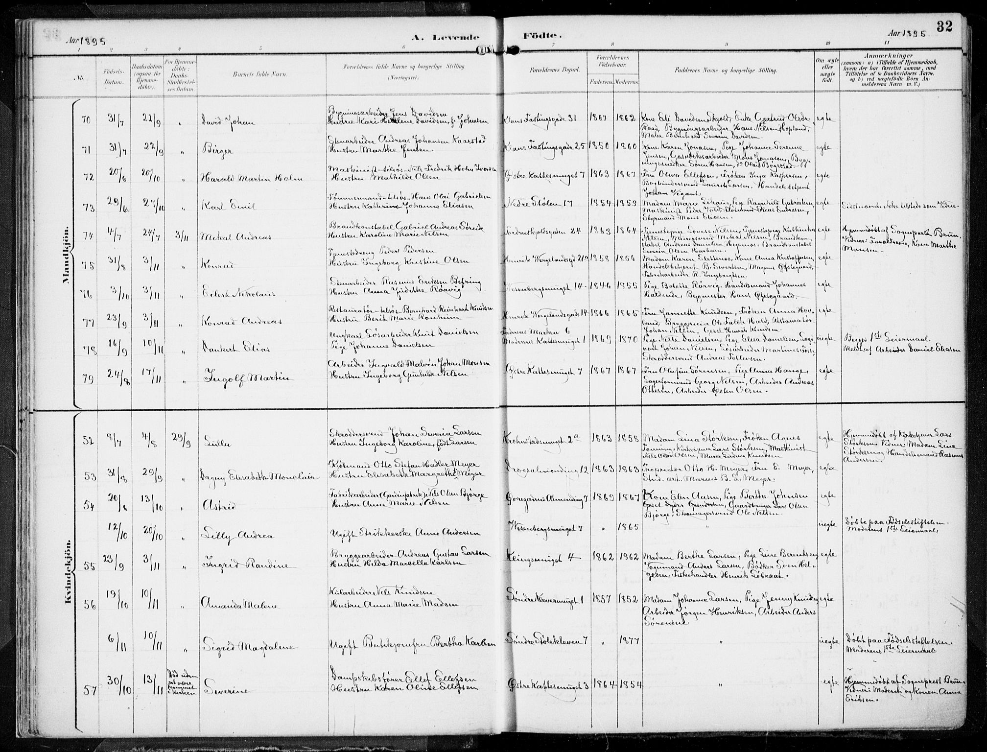 Mariakirken Sokneprestembete, AV/SAB-A-76901/H/Hab/L0005: Parish register (copy) no. A 5, 1893-1913, p. 32