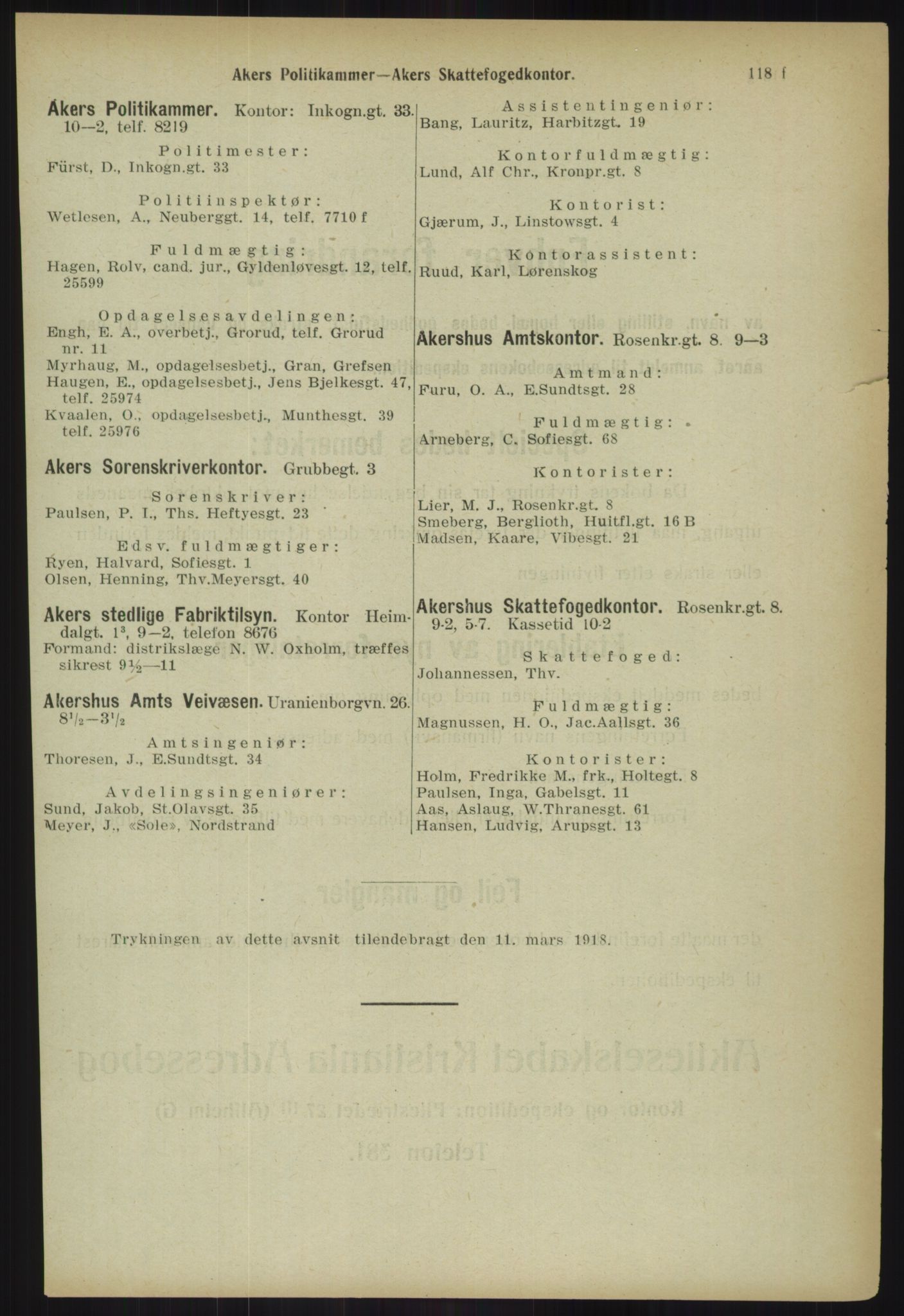 Kristiania/Oslo adressebok, PUBL/-, 1918, p. 130