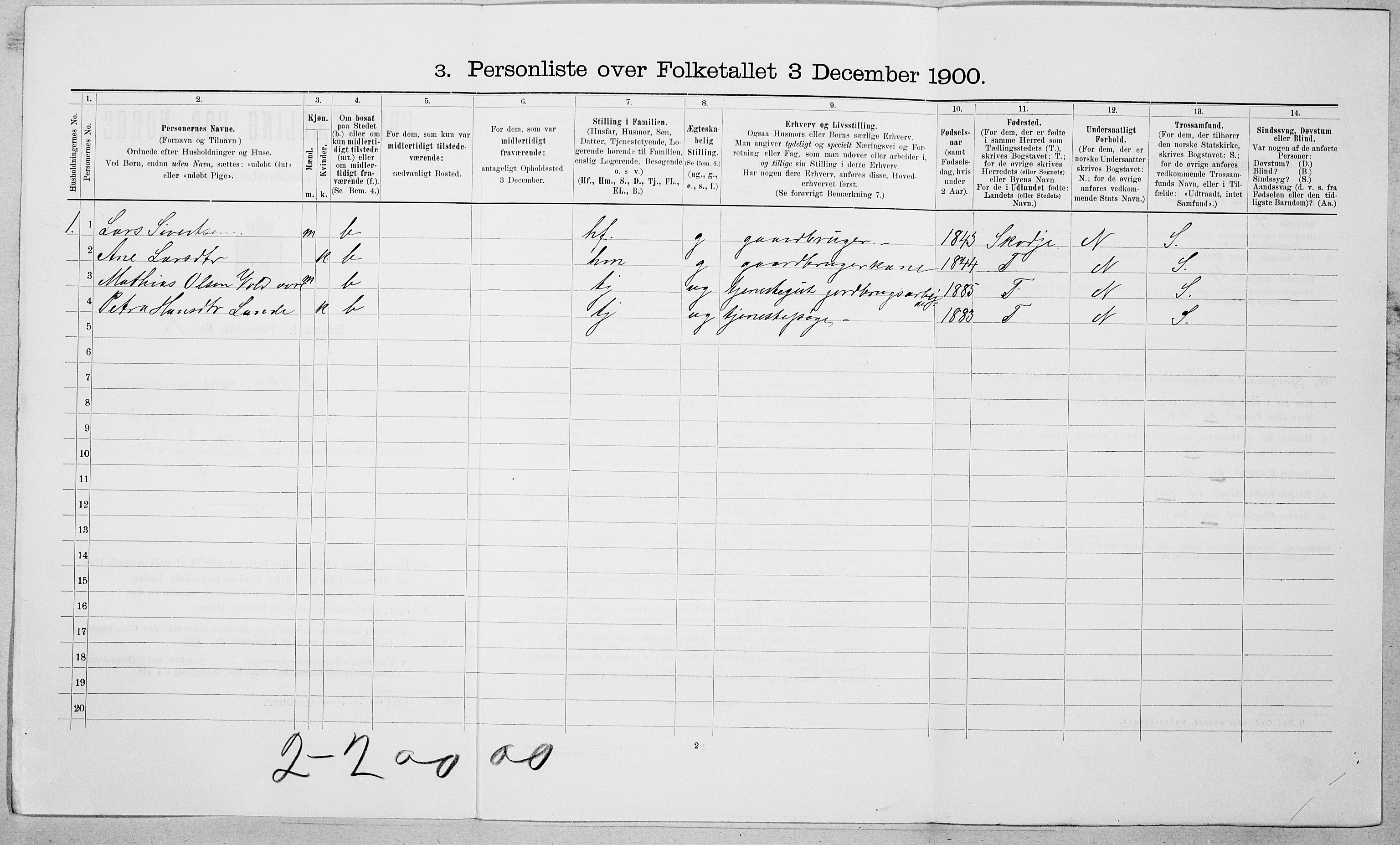 SAT, 1900 census for Ørskog, 1900, p. 232