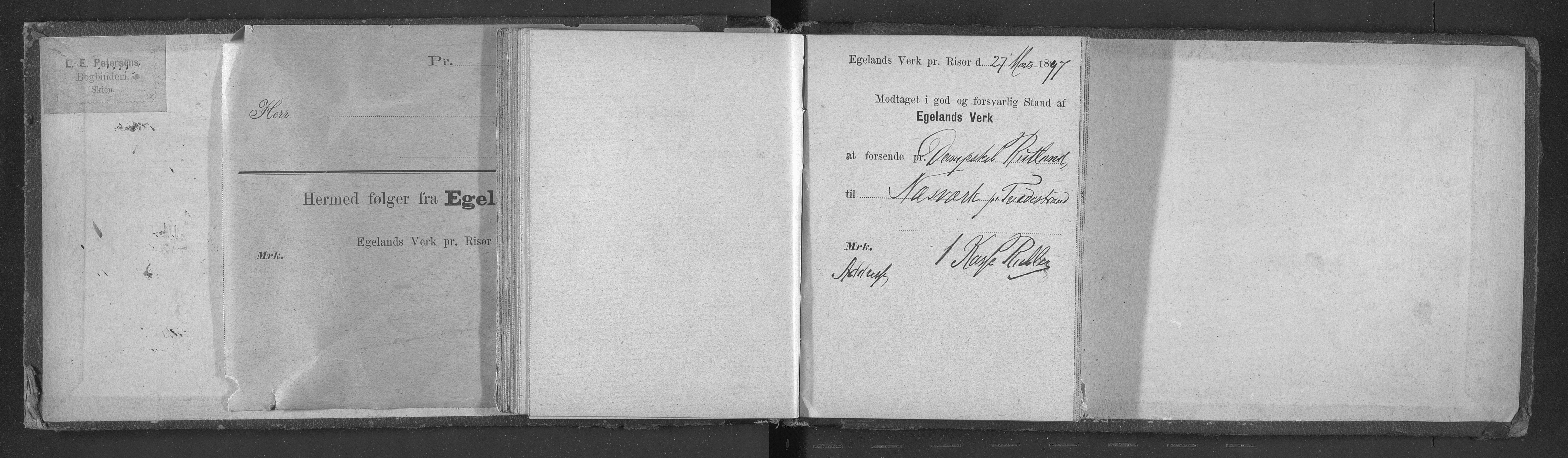 Egelands Jernverk, AAKS/PA-1907/01/L0030: Kvitteringsbok, 1889-1901