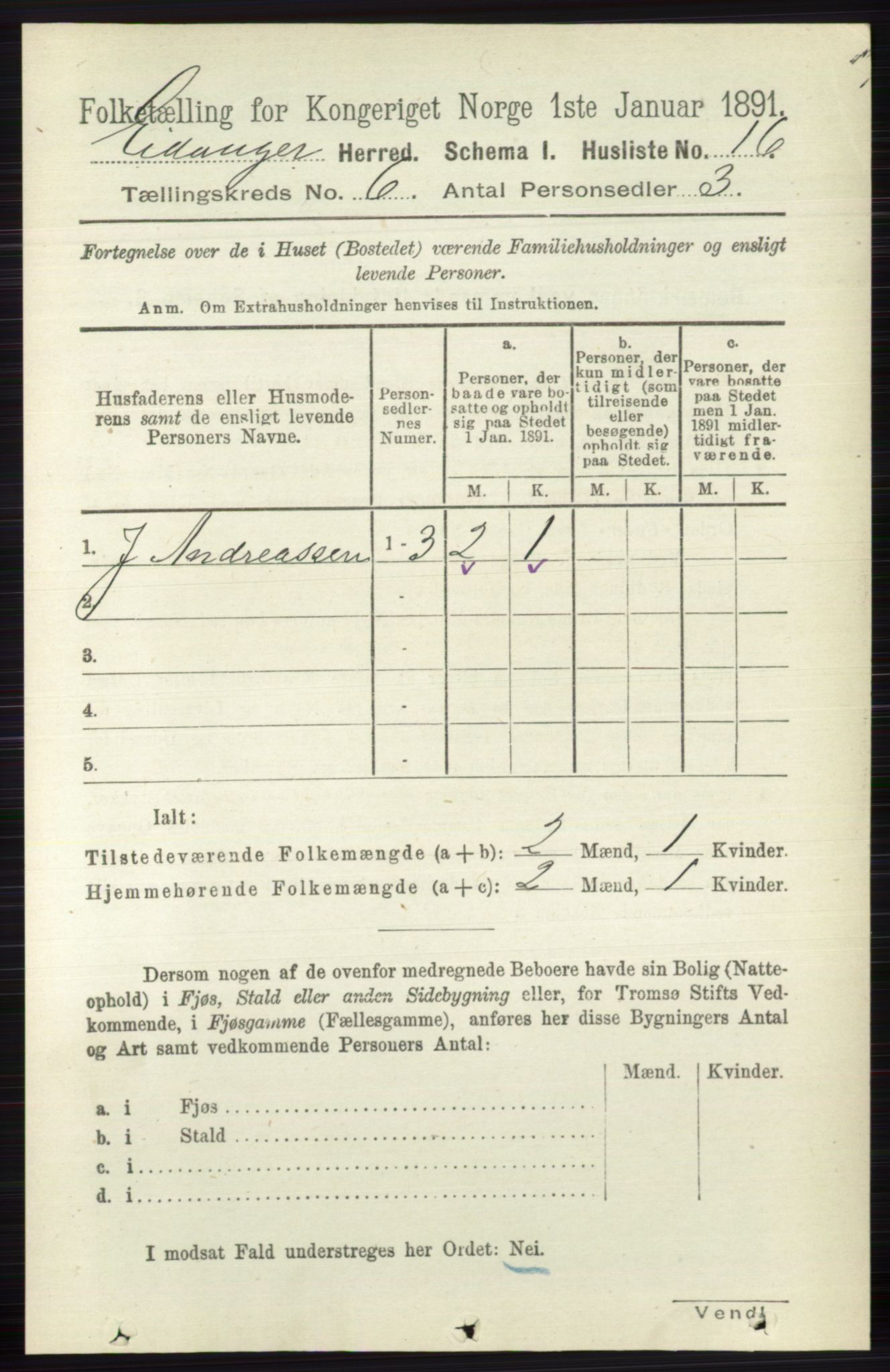 RA, 1891 census for 0813 Eidanger, 1891, p. 2560