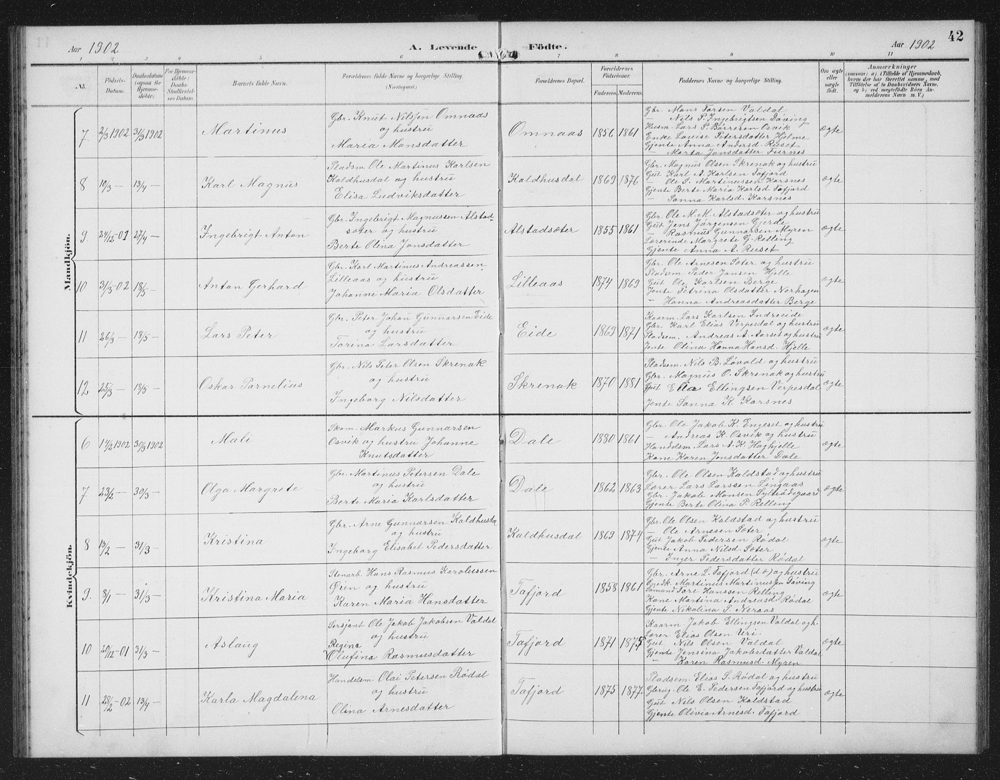 Ministerialprotokoller, klokkerbøker og fødselsregistre - Møre og Romsdal, AV/SAT-A-1454/519/L0264: Parish register (copy) no. 519C05, 1892-1910, p. 42