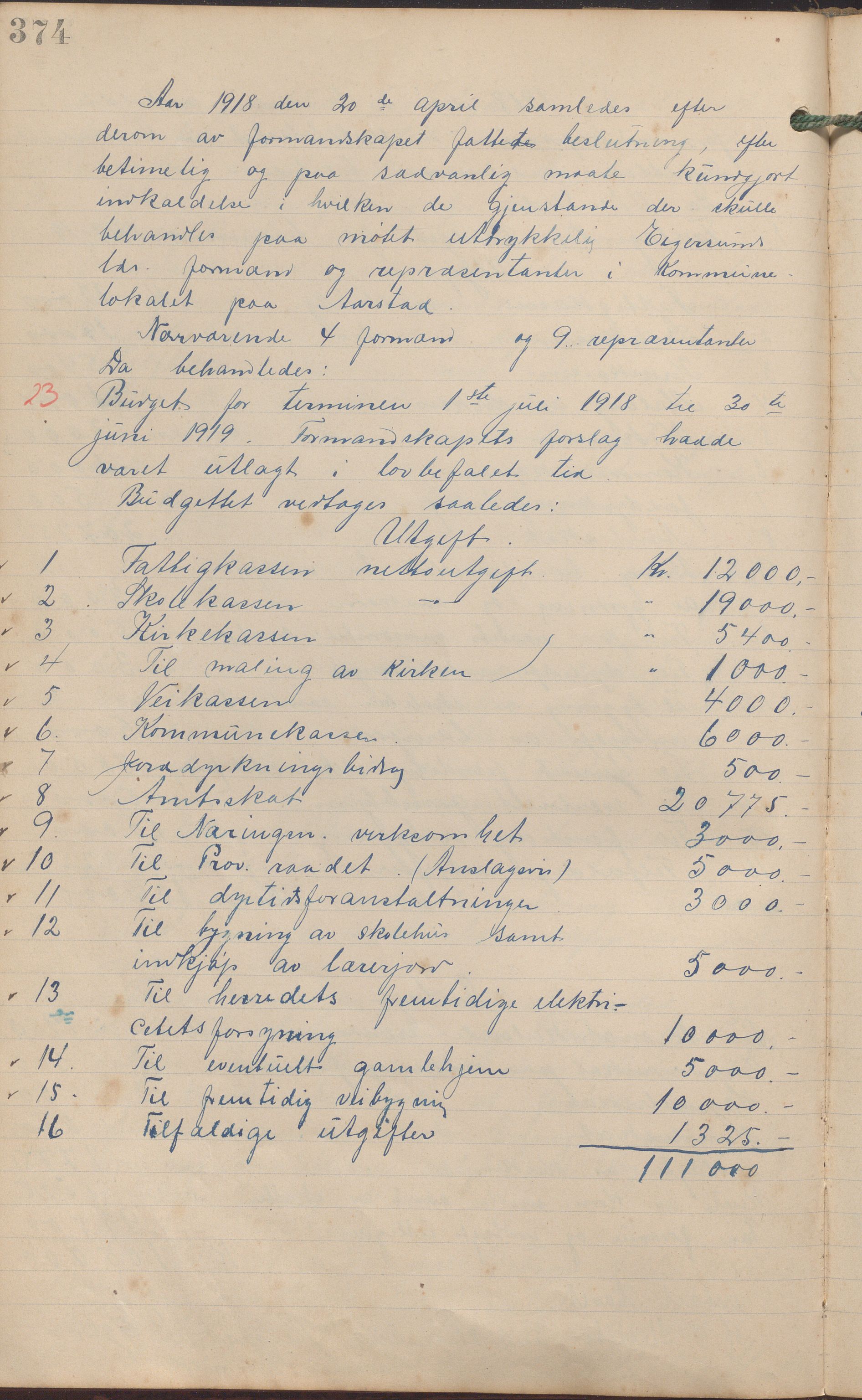 Eigersund kommune (Herredet) - Formannskapet, IKAR/K-100447/A/Aa/L0005: Møtebok, 1907-1920, p. 374