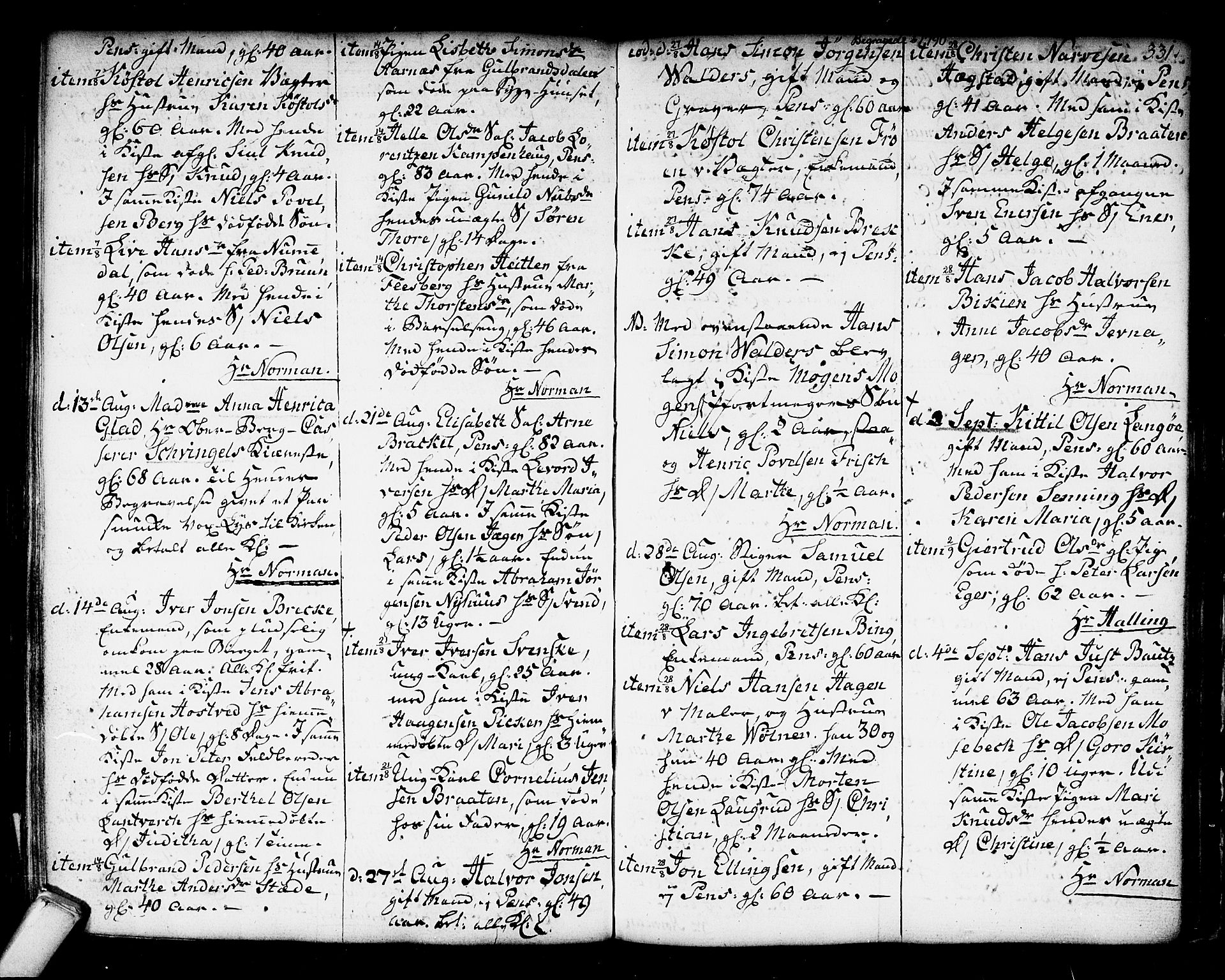 Kongsberg kirkebøker, SAKO/A-22/F/Fa/L0006: Parish register (official) no. I 6, 1783-1797, p. 331