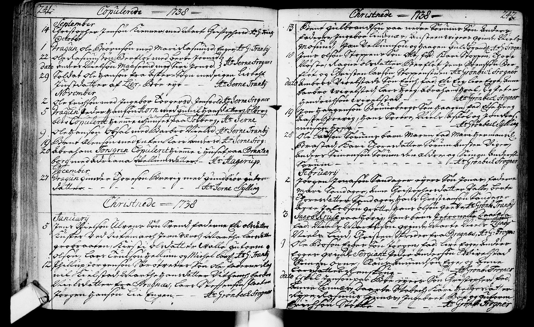 Lier kirkebøker, AV/SAKO-A-230/F/Fa/L0003: Parish register (official) no. I 3, 1727-1748, p. 241-242