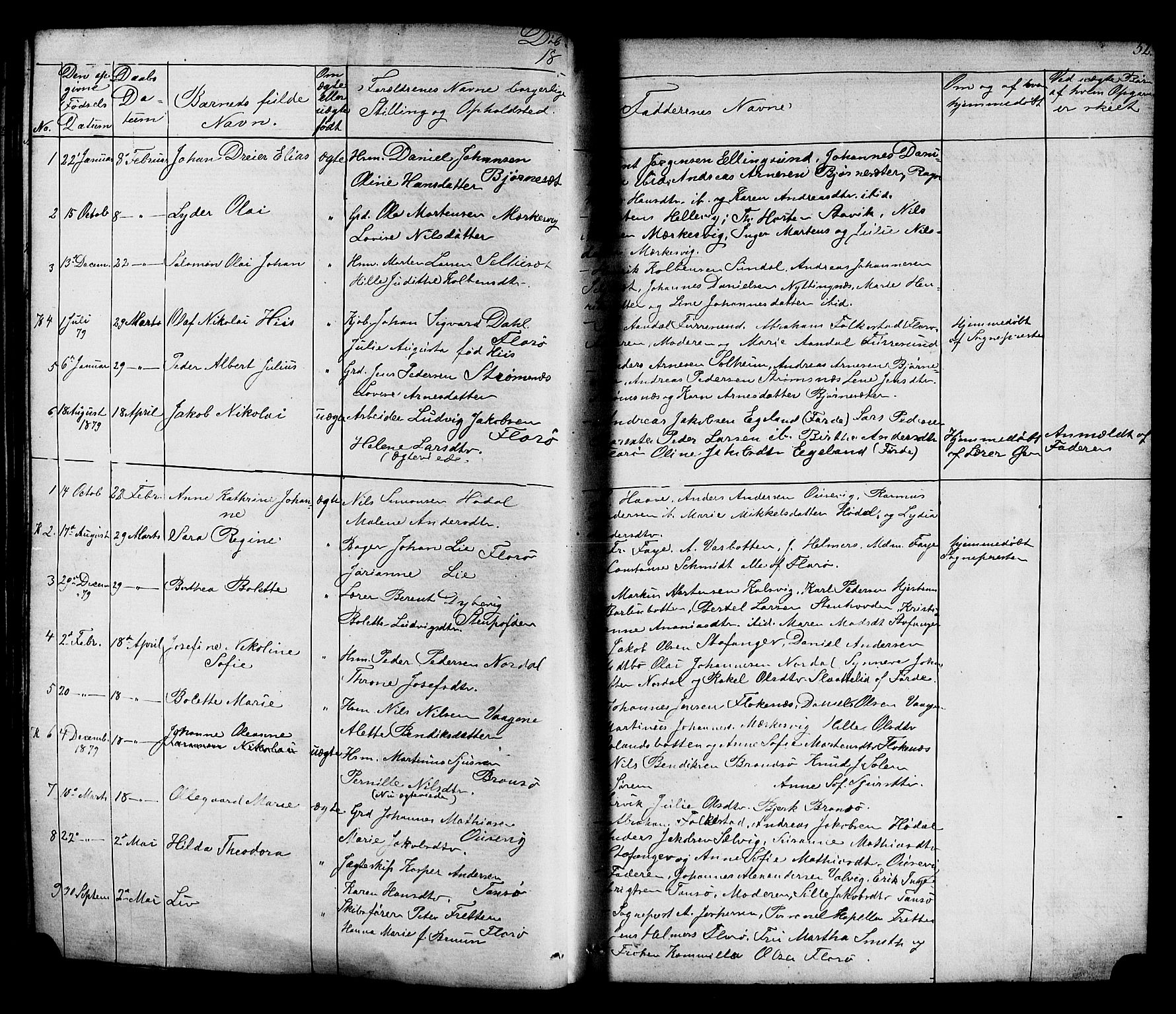 Kinn sokneprestembete, AV/SAB-A-80801/H/Hab/Habc/L0002: Parish register (copy) no. C 2, 1869-1918, p. 52