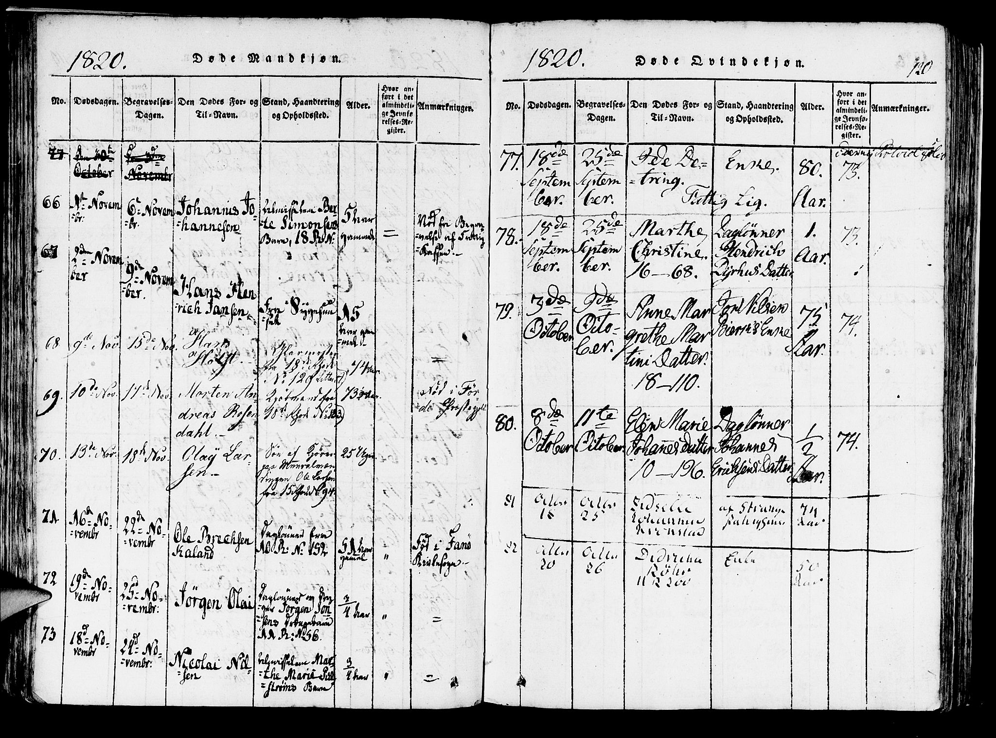 Domkirken sokneprestembete, AV/SAB-A-74801/H/Haa/L0010: Parish register (official) no. A 10, 1816-1821, p. 120