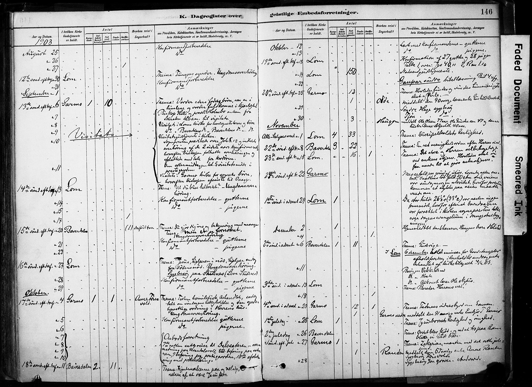 Lom prestekontor, SAH/PREST-070/K/L0009: Parish register (official) no. 9, 1878-1907, p. 146