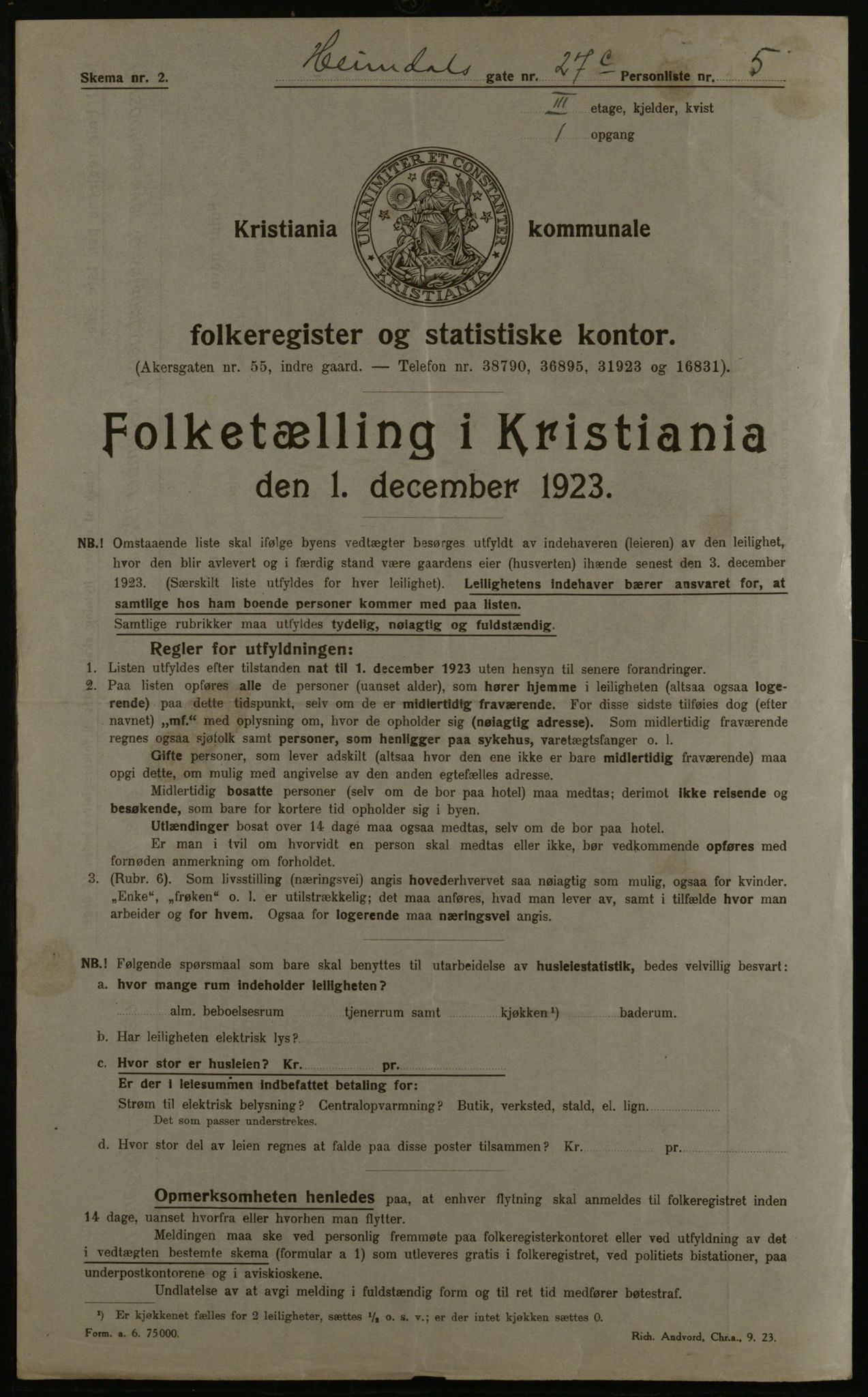OBA, Municipal Census 1923 for Kristiania, 1923, p. 41804