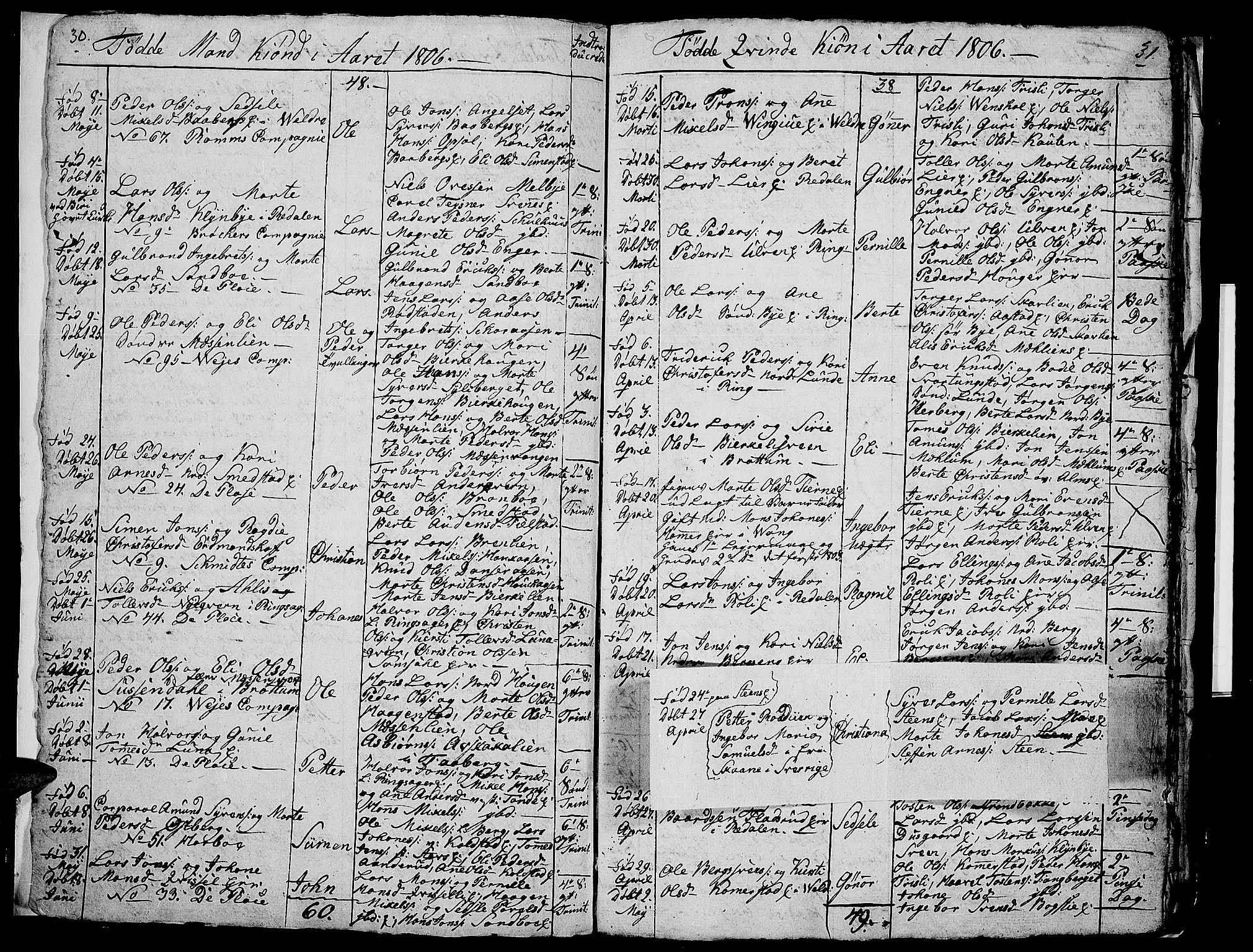 Ringsaker prestekontor, SAH/PREST-014/I/Ia/L0005/0007: Parish register draft no. 1G, 1805-1808, p. 30-31