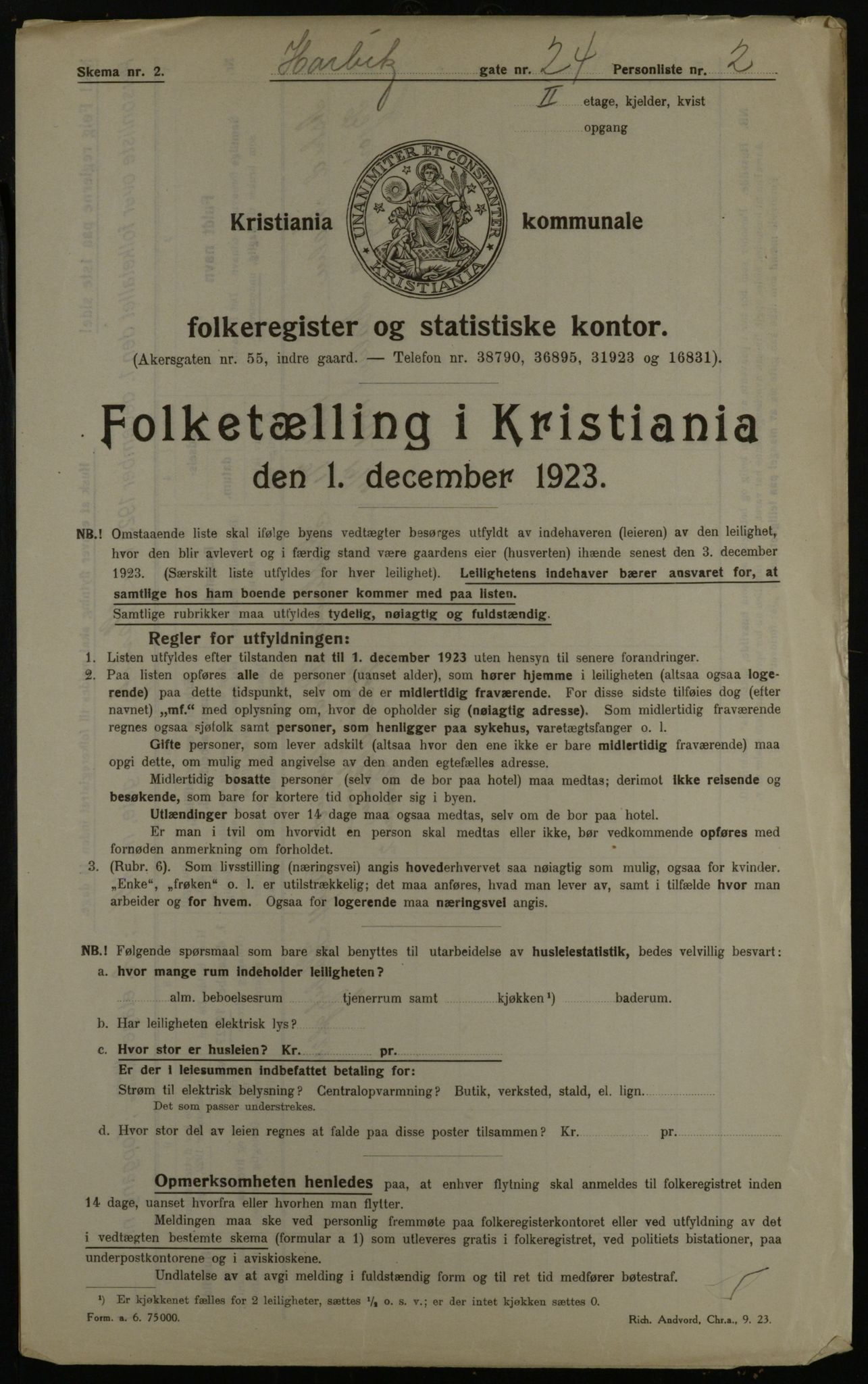 OBA, Municipal Census 1923 for Kristiania, 1923, p. 89956