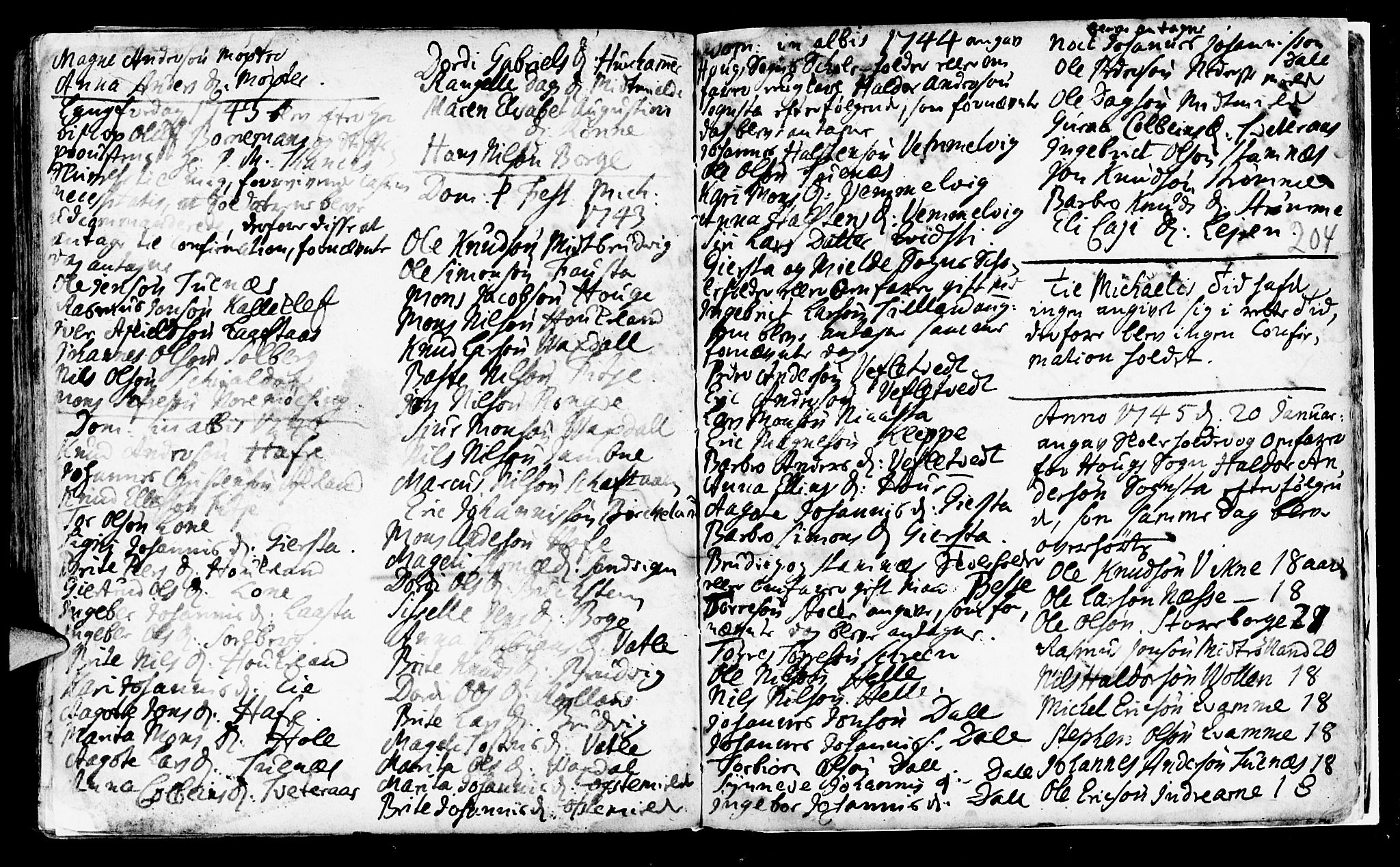 Haus sokneprestembete, SAB/A-75601/H/Haa: Parish register (official) no. A 5, 1733-1747, p. 204
