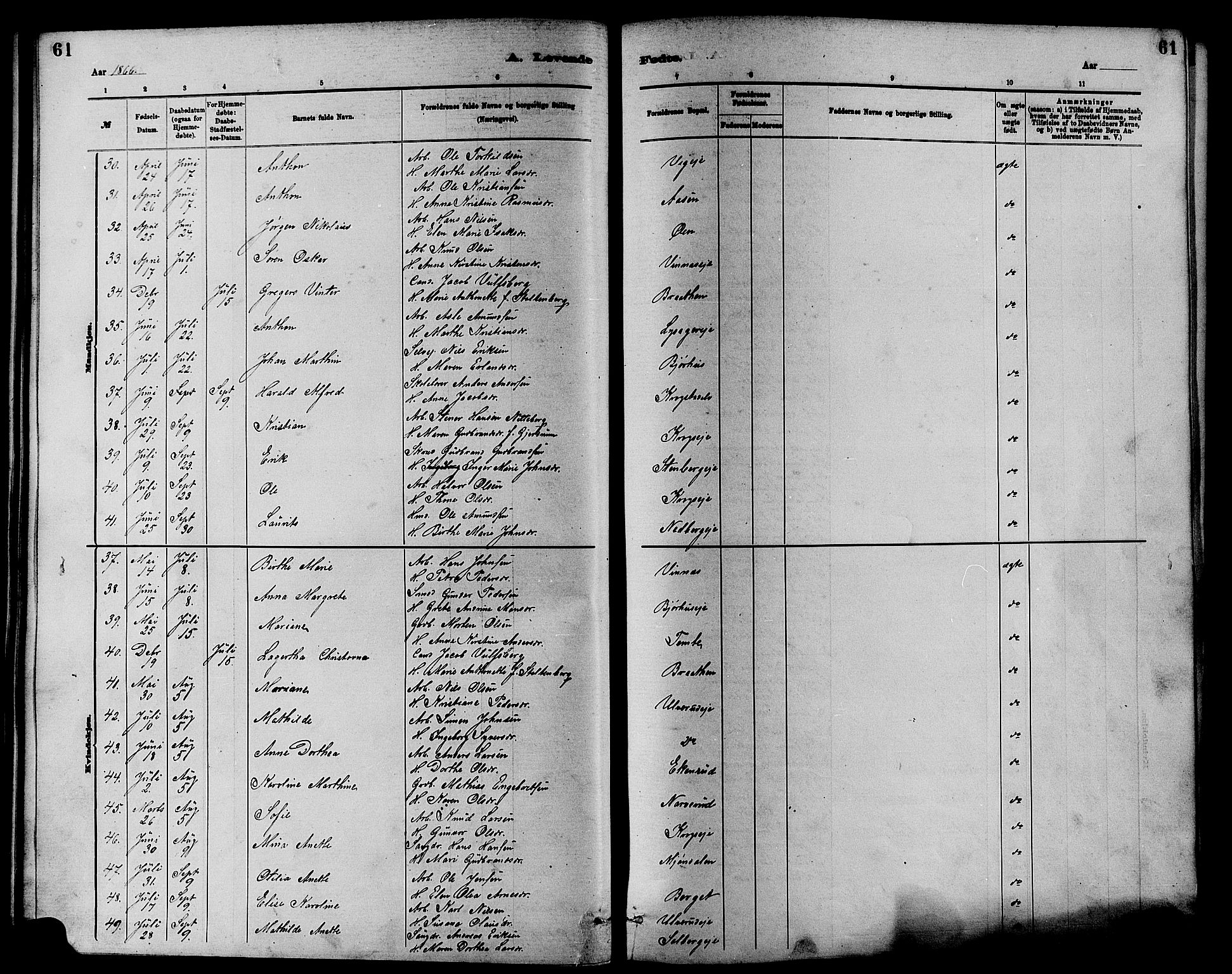Nedre Eiker kirkebøker, SAKO/A-612/F/Fa/L0001: Parish register (official) no. 1, 1853-1877, p. 61