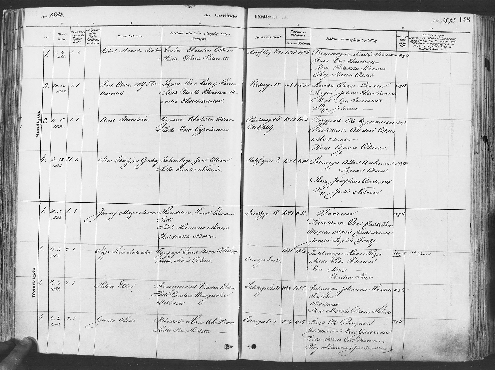 Grønland prestekontor Kirkebøker, SAO/A-10848/F/Fa/L0007: Parish register (official) no. 7, 1878-1888, p. 148