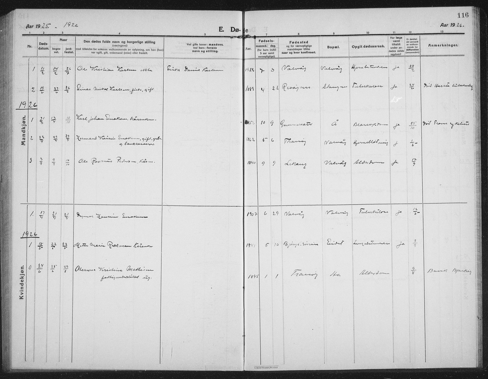 Tranøy sokneprestkontor, SATØ/S-1313/I/Ia/Iab/L0019klokker: Parish register (copy) no. 19, 1914-1940, p. 116