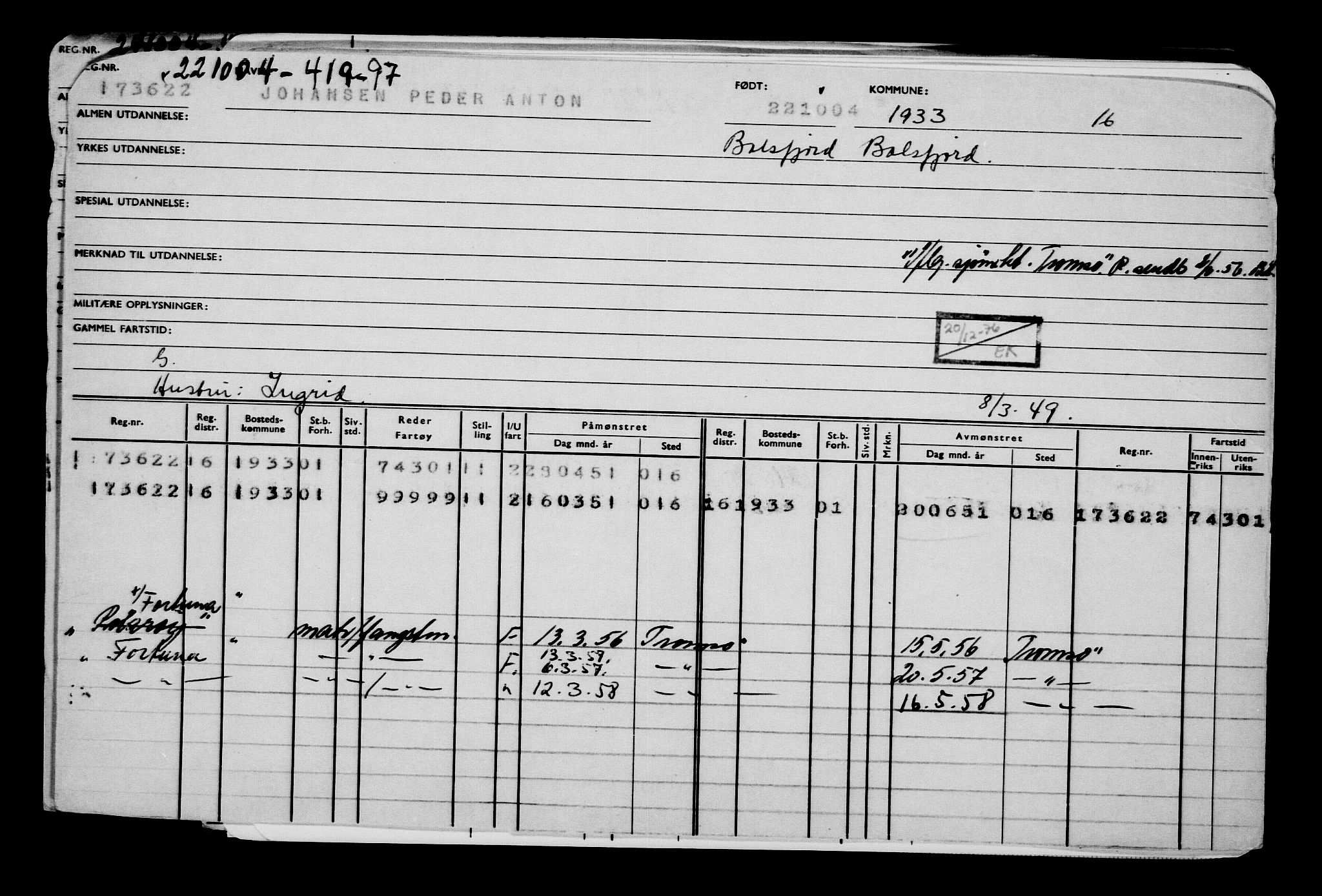 Direktoratet for sjømenn, AV/RA-S-3545/G/Gb/L0056: Hovedkort, 1904, p. 233