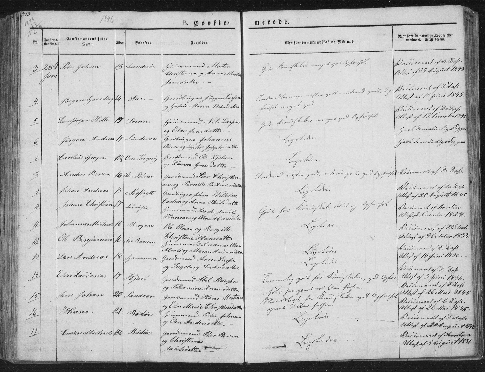 Ministerialprotokoller, klokkerbøker og fødselsregistre - Nordland, AV/SAT-A-1459/839/L0565: Parish register (official) no. 839A02, 1825-1862, p. 313