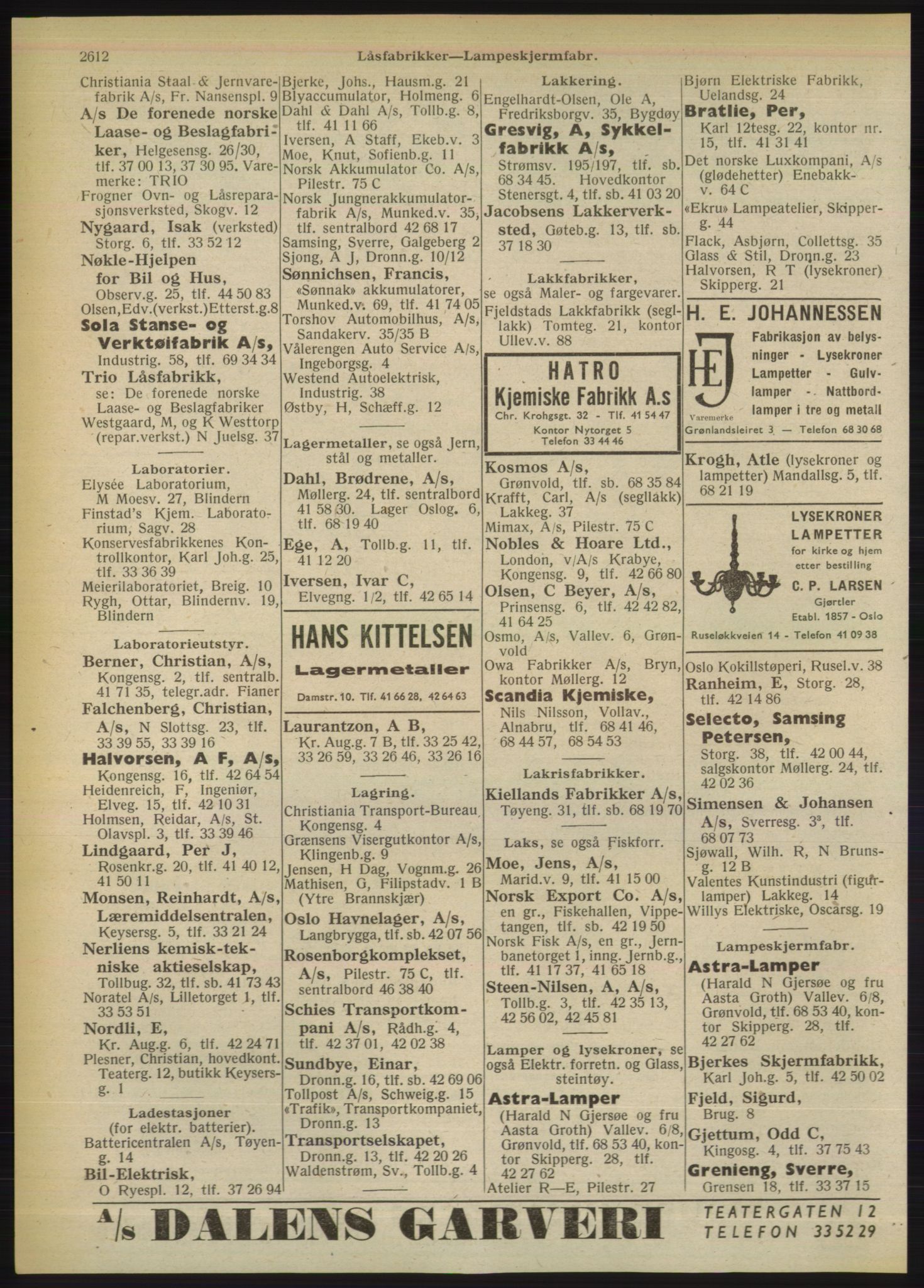 Kristiania/Oslo adressebok, PUBL/-, 1949, p. 2612