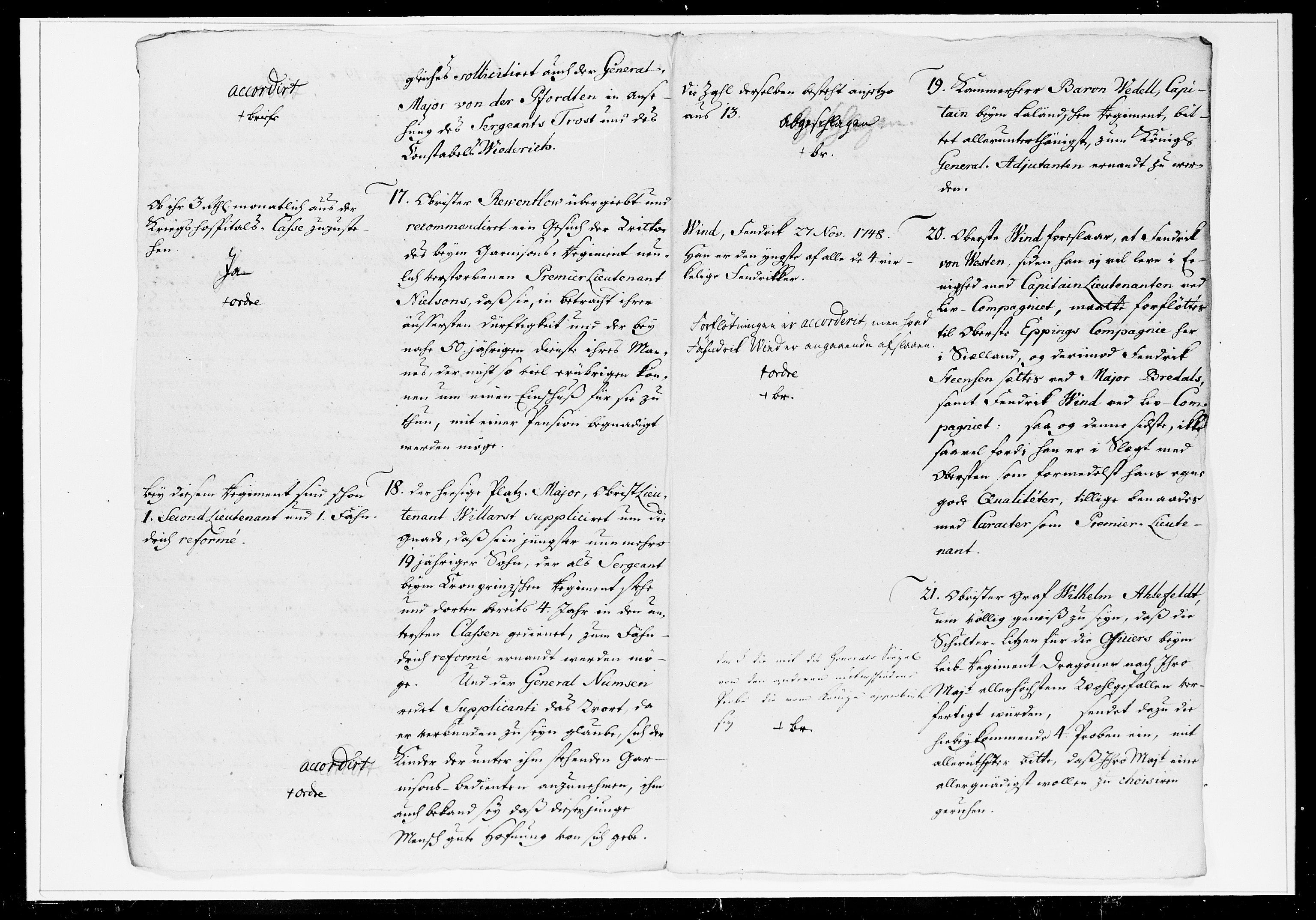 Krigskollegiet, Krigskancelliet, DRA/A-0006/-/1233-1240: Refererede sager, 1752, p. 12