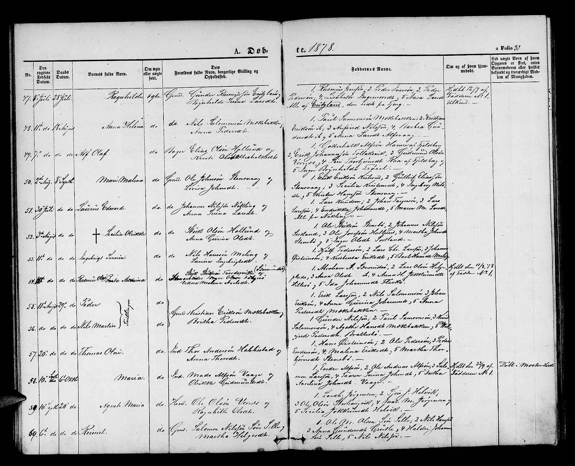 Finnås sokneprestembete, AV/SAB-A-99925/H/Ha/Hab/Habb/L0002: Parish register (copy) no. B 2, 1871-1881, p. 30