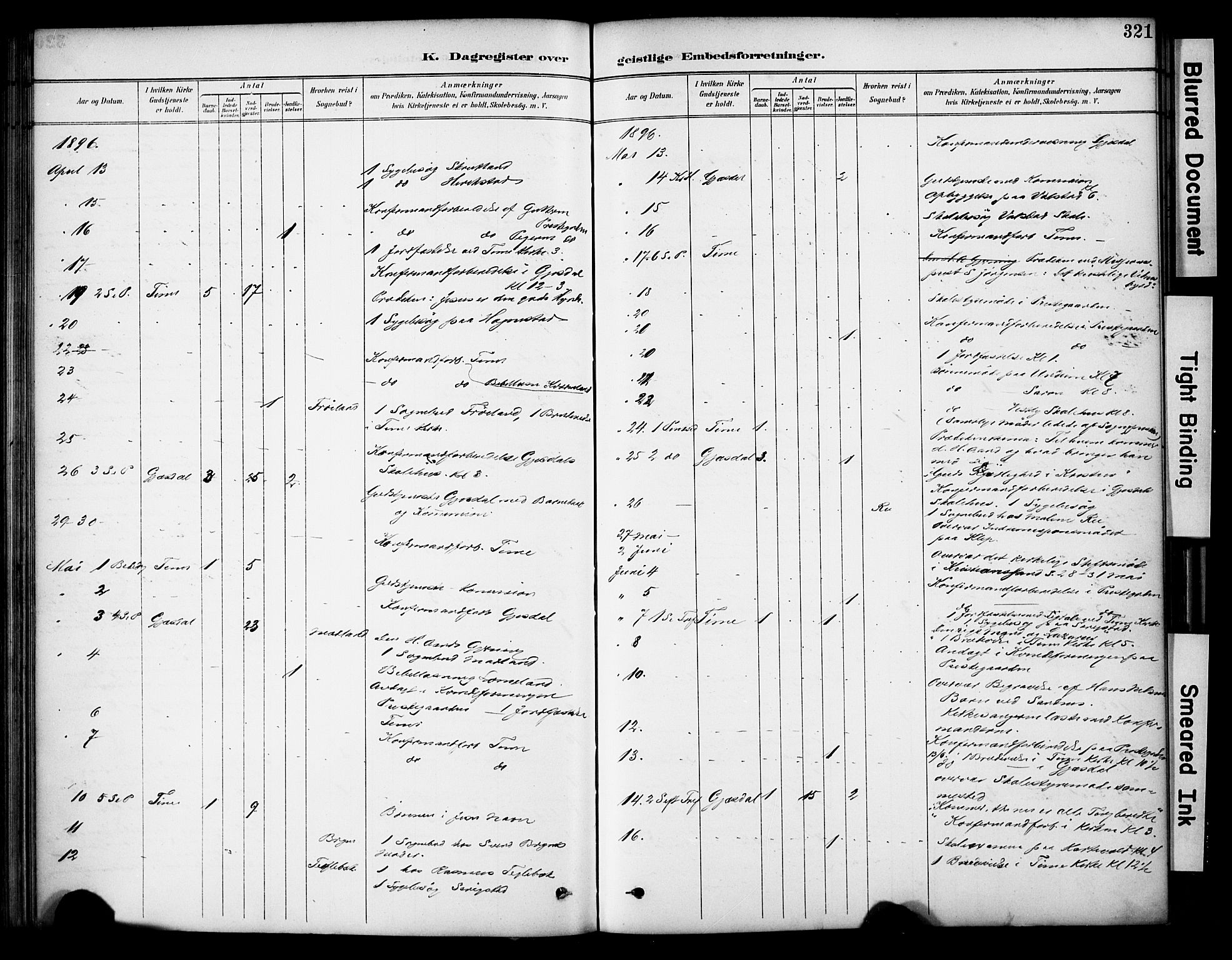 Lye sokneprestkontor, AV/SAST-A-101794/001/30BA/L0011: Parish register (official) no. A 9, 1893-1903, p. 321