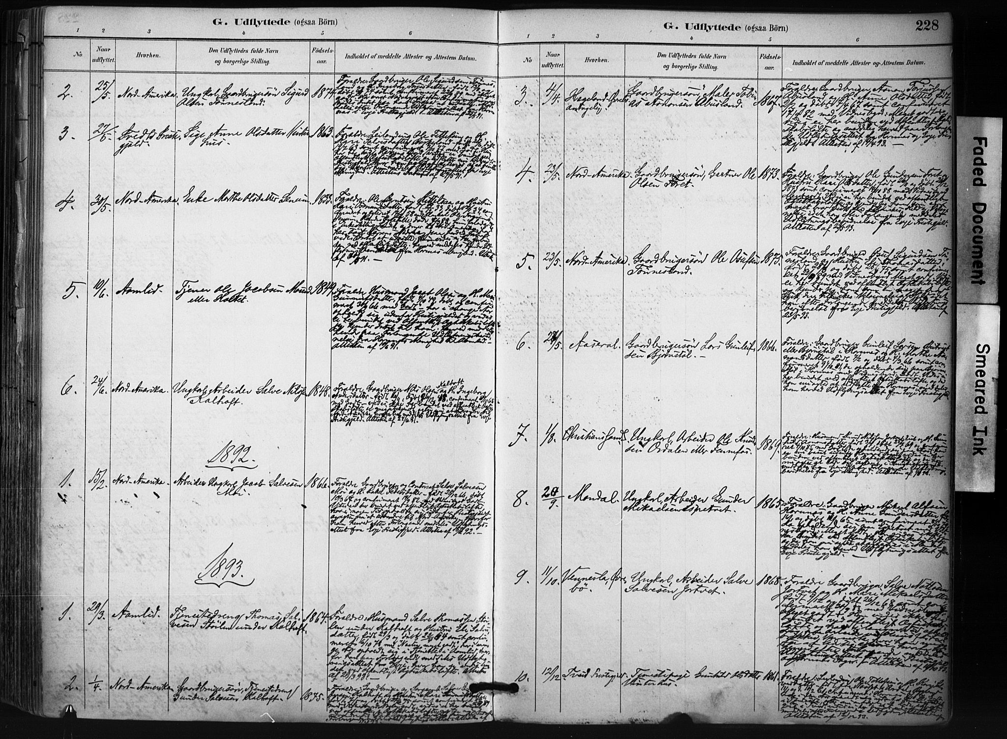 Evje sokneprestkontor, SAK/1111-0008/F/Fa/Fab/L0003: Parish register (official) no. A 3, 1884-1909, p. 228