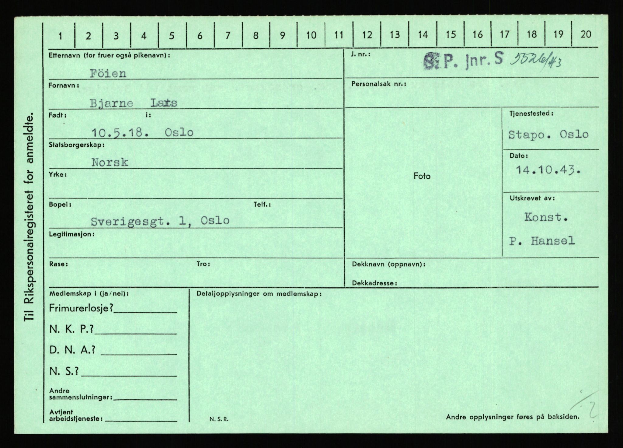 Statspolitiet - Hovedkontoret / Osloavdelingen, AV/RA-S-1329/C/Ca/L0005: Furali - Hamula, 1943-1945, p. 174