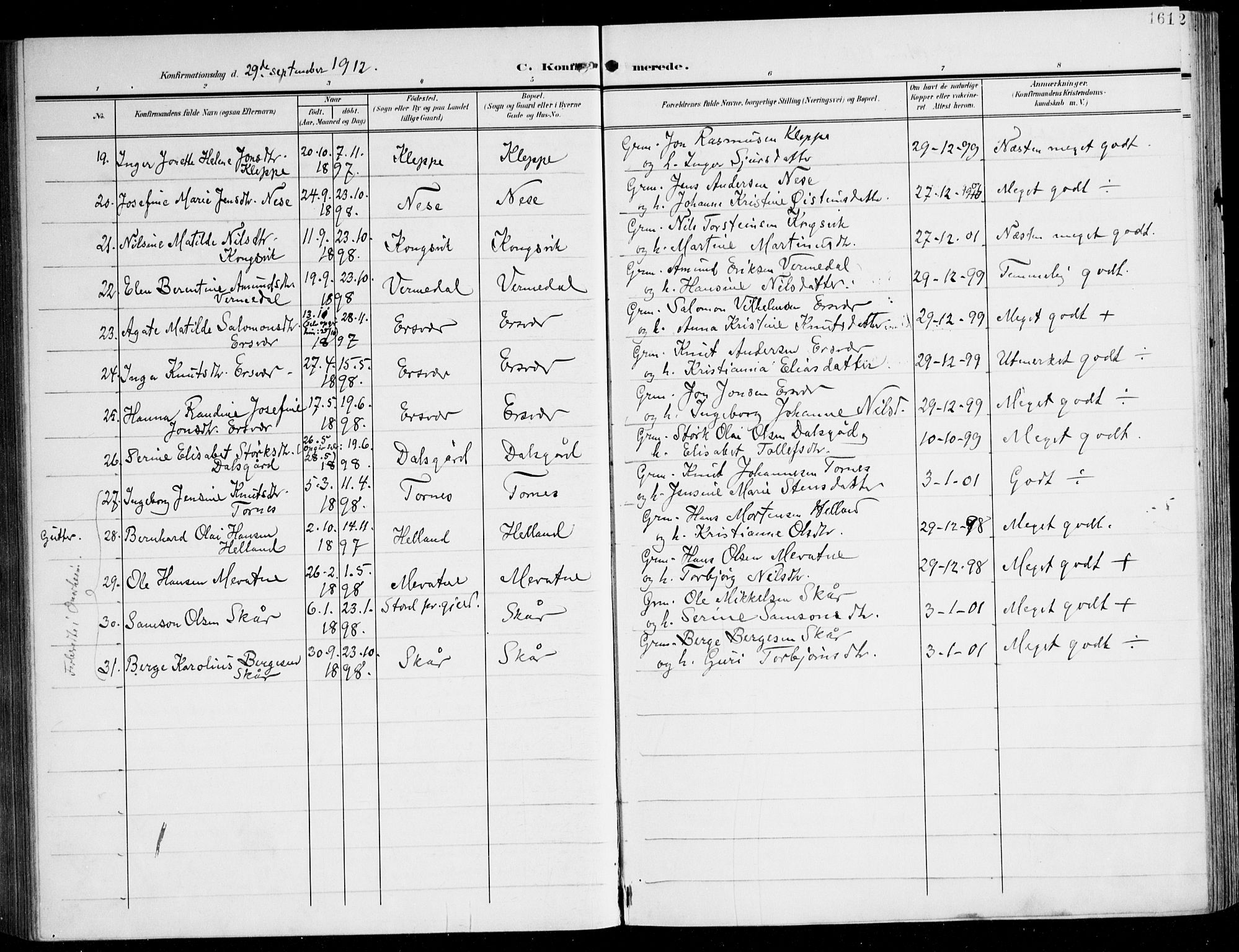 Tysnes sokneprestembete, AV/SAB-A-78601/H/Haa: Parish register (official) no. D 2, 1905-1922, p. 161